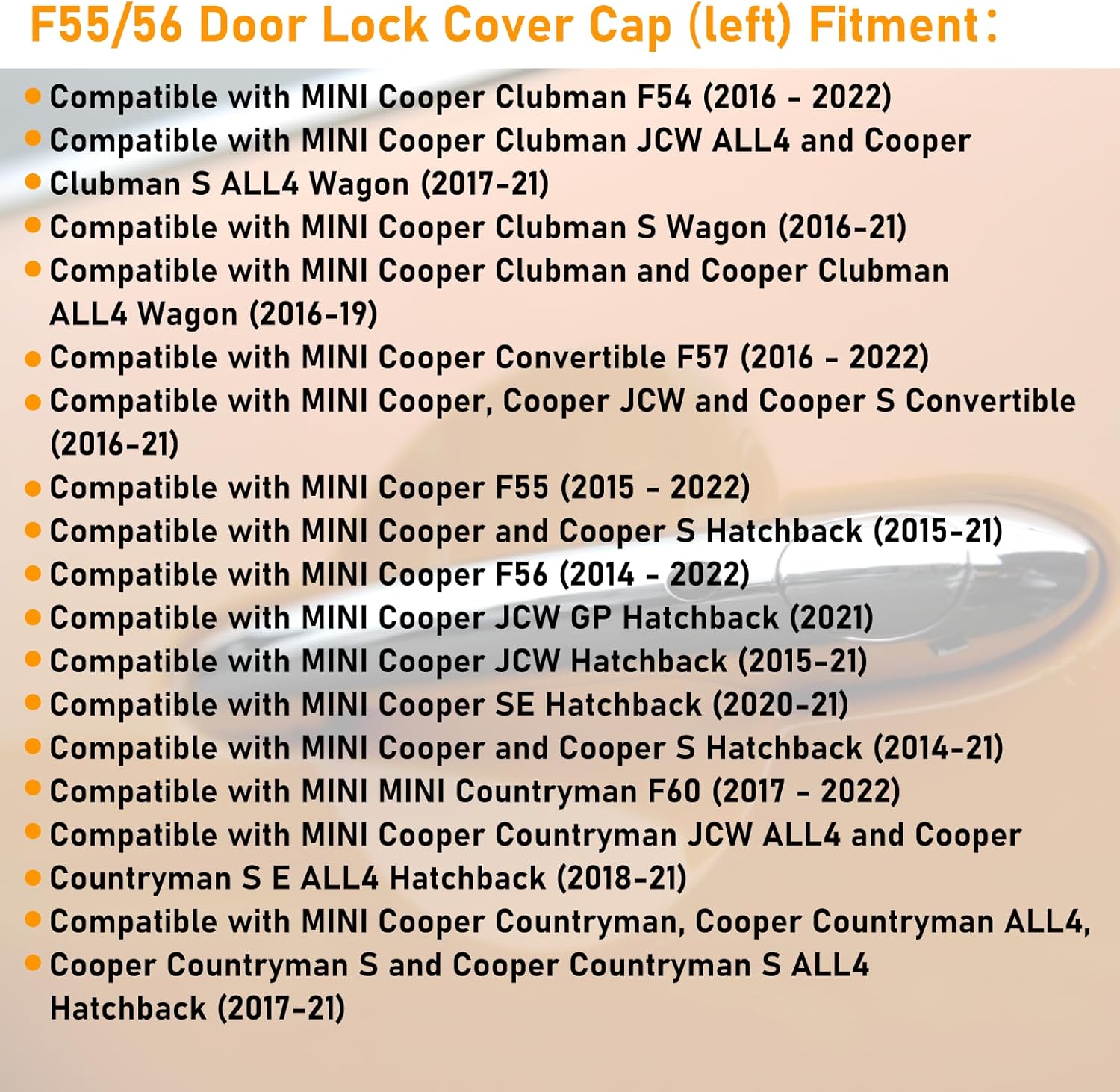 Mini Cooper F55/56 Door Lock Cover Cap for Driver Side Exterior Door Handle.Silver.1PC| YDSSTORE