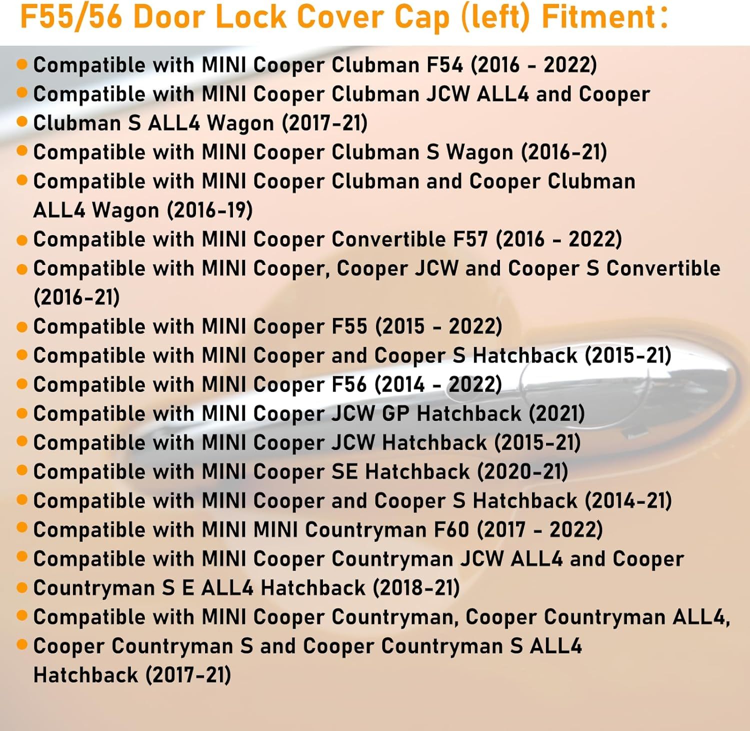 Mini Cooper F55/56 Door Lock Cover Cap for Driver Side Exterior Door Handle.Silver.1PC| YDSSTORE