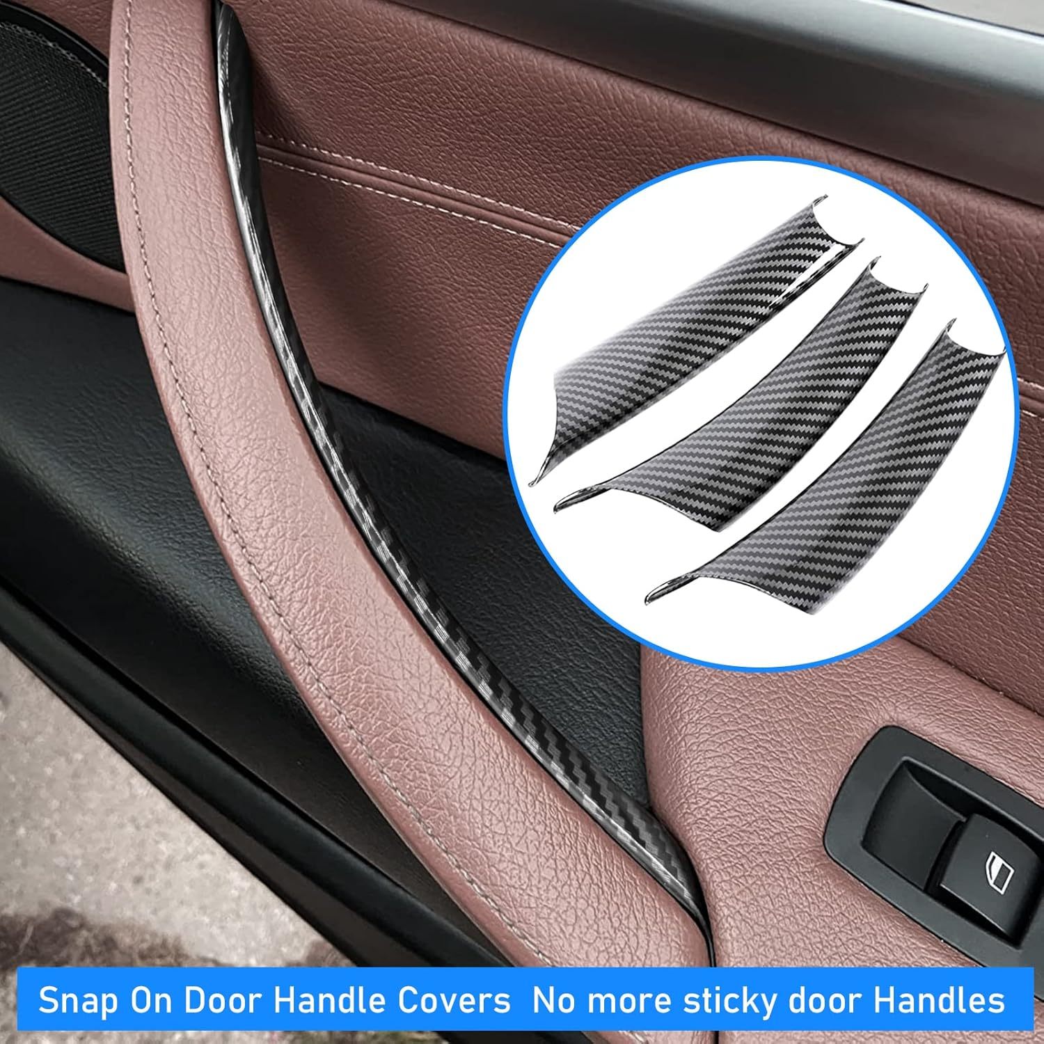 For BMW X5 E70/X6 E71 Door Handle Covers – 3PCS Set for BMW X5 E70 (2008-2013) & X6 E71/E72 (2008-2014) Left and Right Side Interior Door Pull Handle Covers-autoydsstore