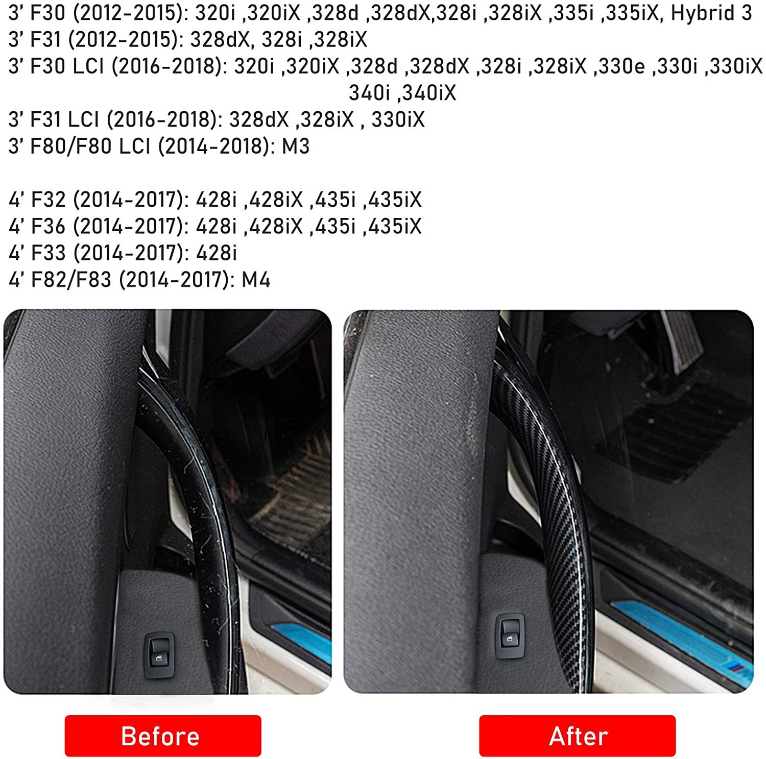 Upgraded For BMW 3 Series Car Door Handle-F30/F31/F80 2pcs| Carbon Fiber | YDSSTORE