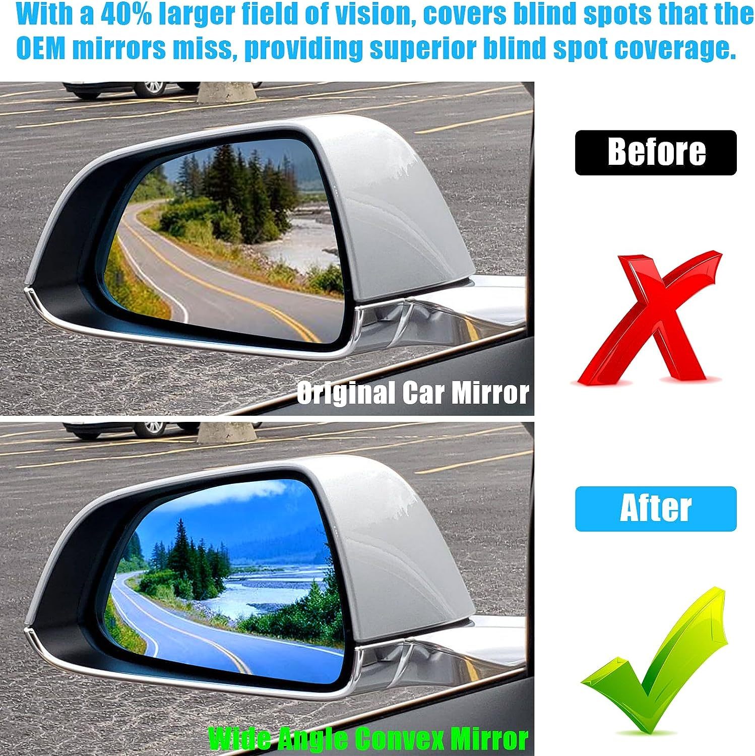YDSSTORE Compatible with Tesla Model 3 Side Mirror Glass Replacement 2PCS. Heated Defogging Anti Glare Model 3 Rear View Mirror. Blue Mirror Glass Lens for Model 3 2017-2023 (Driver Side+Passenger Side)-autoydsstore