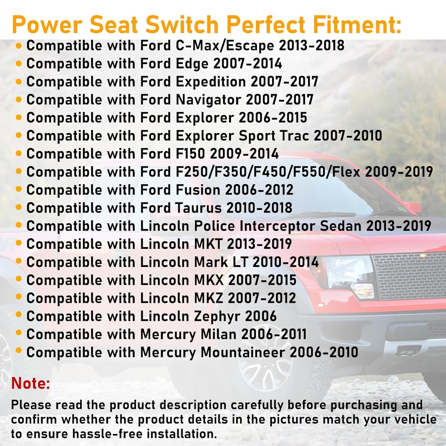 Right Passenger 10-Way Seat Adjust Switch for Ford. Lincoln. Mercury (2006-2019) - Replaces 9L3Z-14A701FA. 6H6Z-14A701FA. SW7337| YDSSTORE-autoydsstore