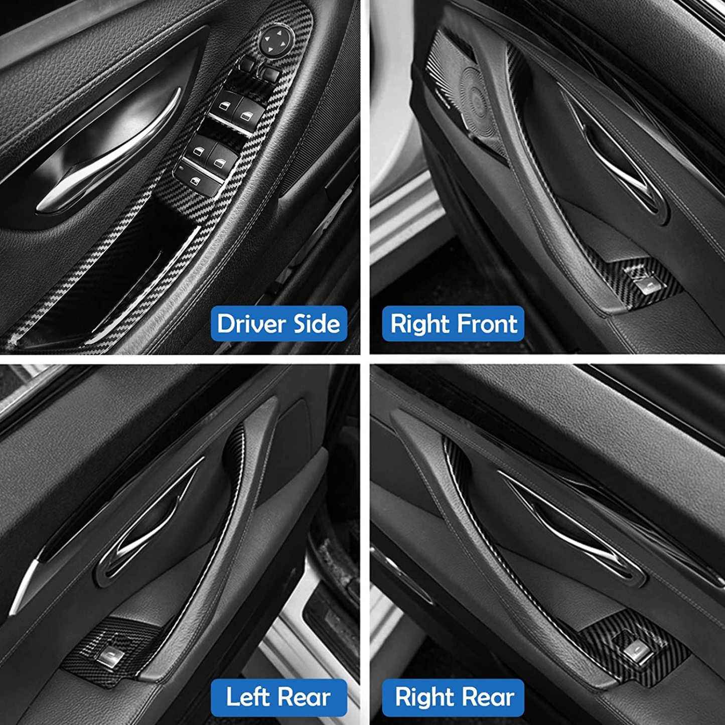 For BMW 5 Series F10/F11 | Carbon Fiber Door Handle Kit + Window Switch Covers - 7PCS | YDSSTORE-autoydsstore