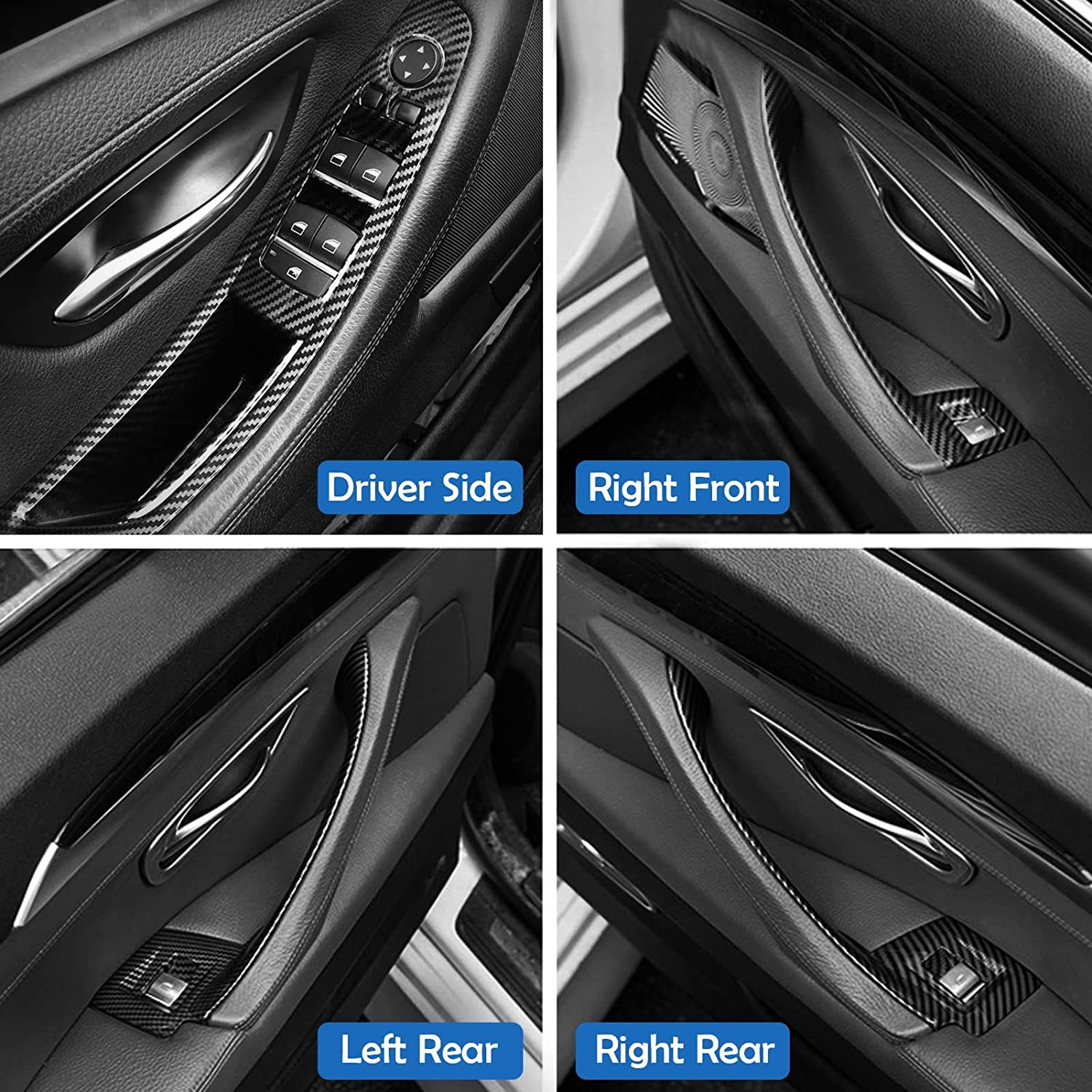 For BMW 5 Series F10/F11 | Carbon Fiber Door Handle Kit + Window Switch Covers - 7PCS | YDSSTORE-autoydsstore