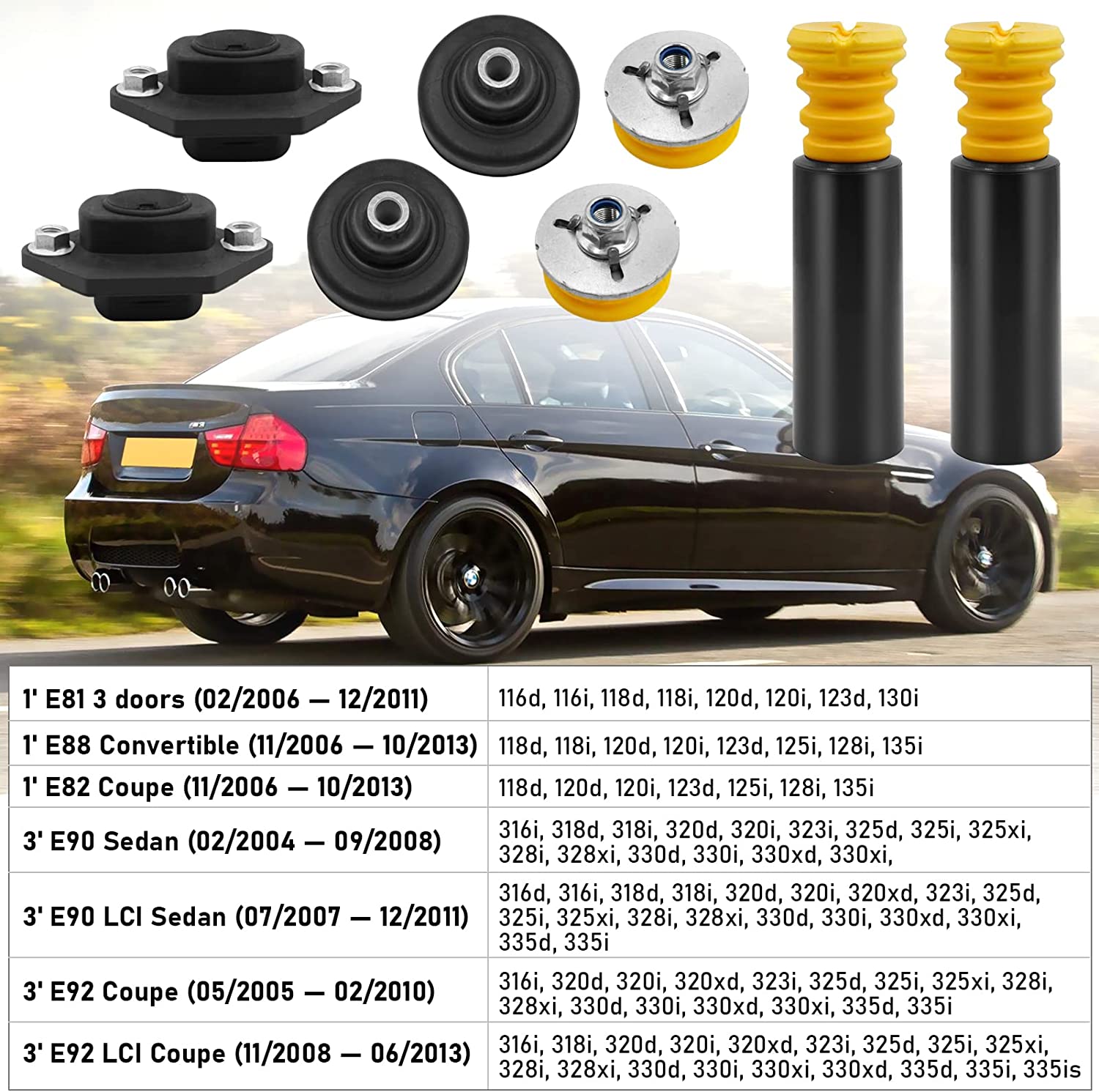 For BMW 1 3 Series Rear Upper and Lower Shock Mount Kit | YDSSTORE