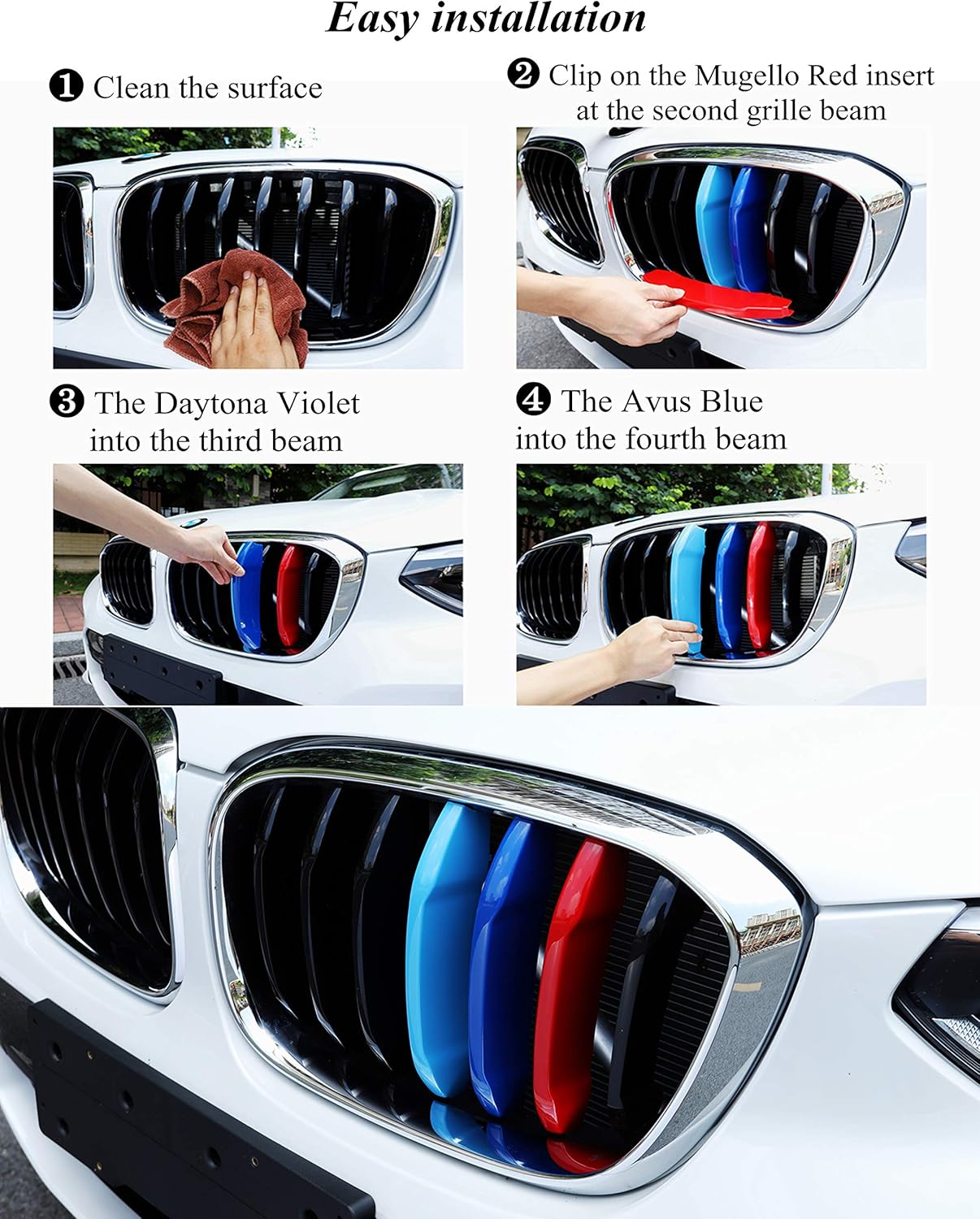 YDSSTORE M-Colored ABS Plastic Grille Inserts for BMW X3 (2018-2021) | Compatible with Standard Kidney Grille. 7 Beams (Not for 2020 X4 M40i)-autoydsstore