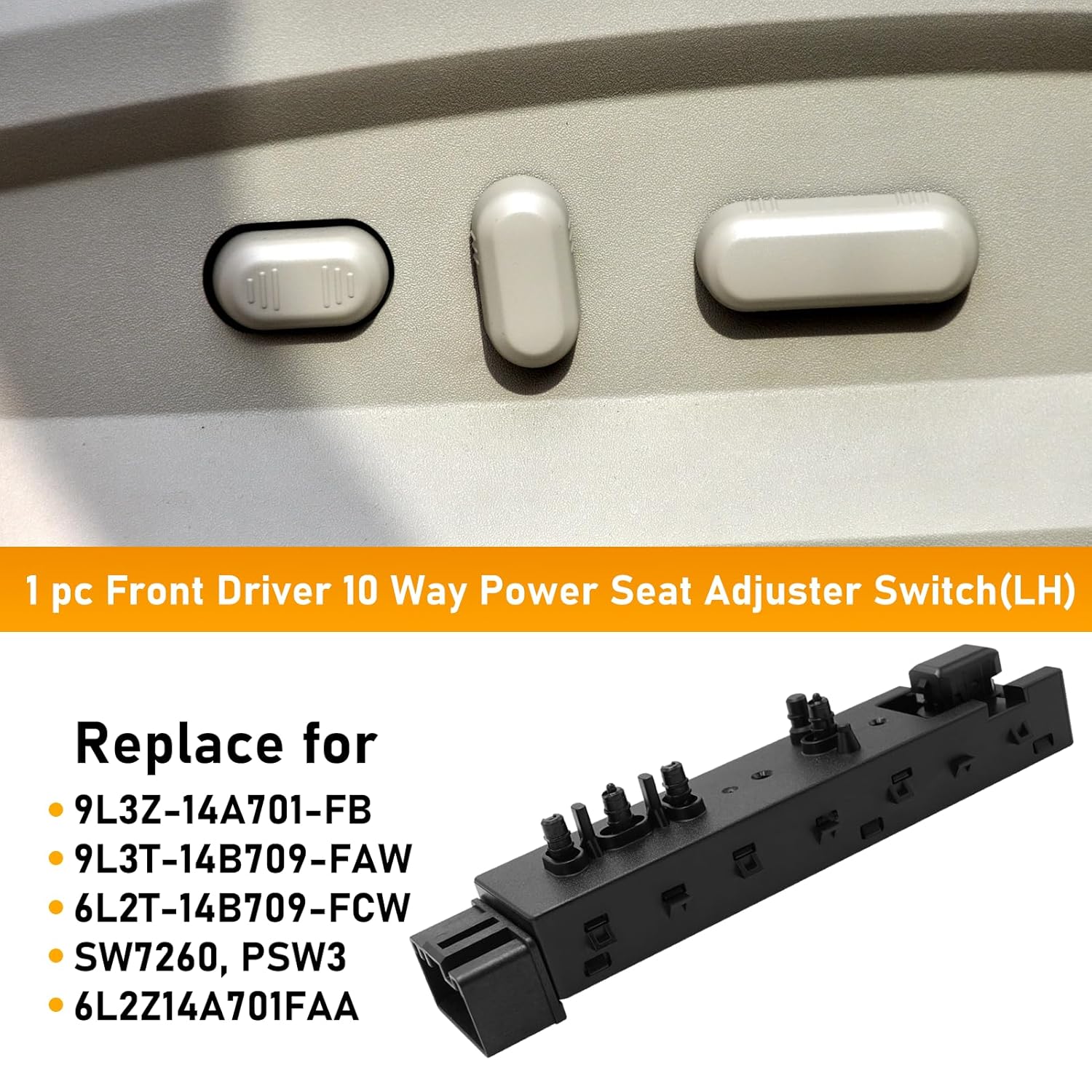 10-Way Left Driver Seat Adjust Switch for Ford. Lincoln. Mercury (2006-2019) - Replaces 9L3Z-14A701-FB. 9L3T-14B709-FAW| YDSSTORE-autoydsstore