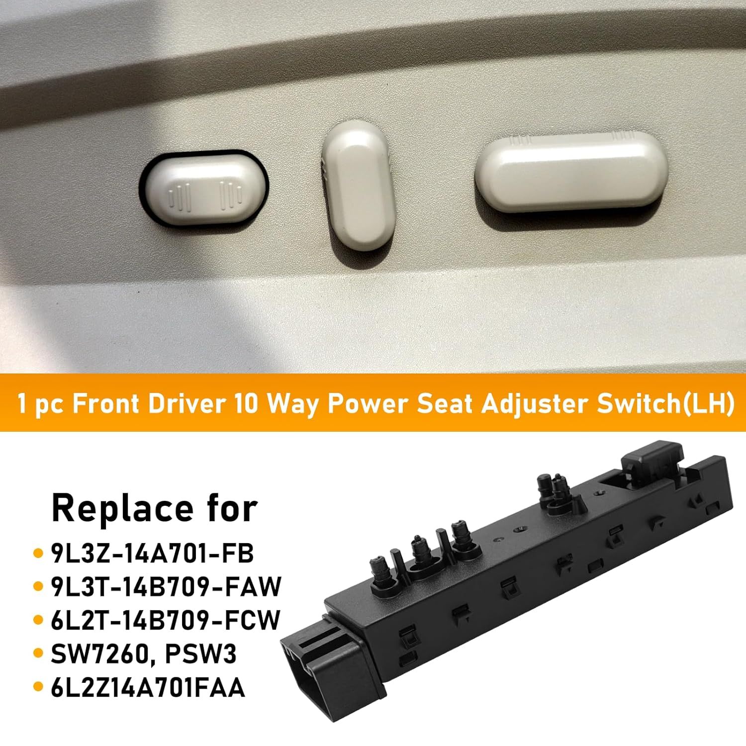 10-Way Left Driver Seat Adjust Switch for Ford. Lincoln. Mercury (2006-2019) - Replaces 9L3Z-14A701-FB. 9L3T-14B709-FAW| YDSSTORE-autoydsstore