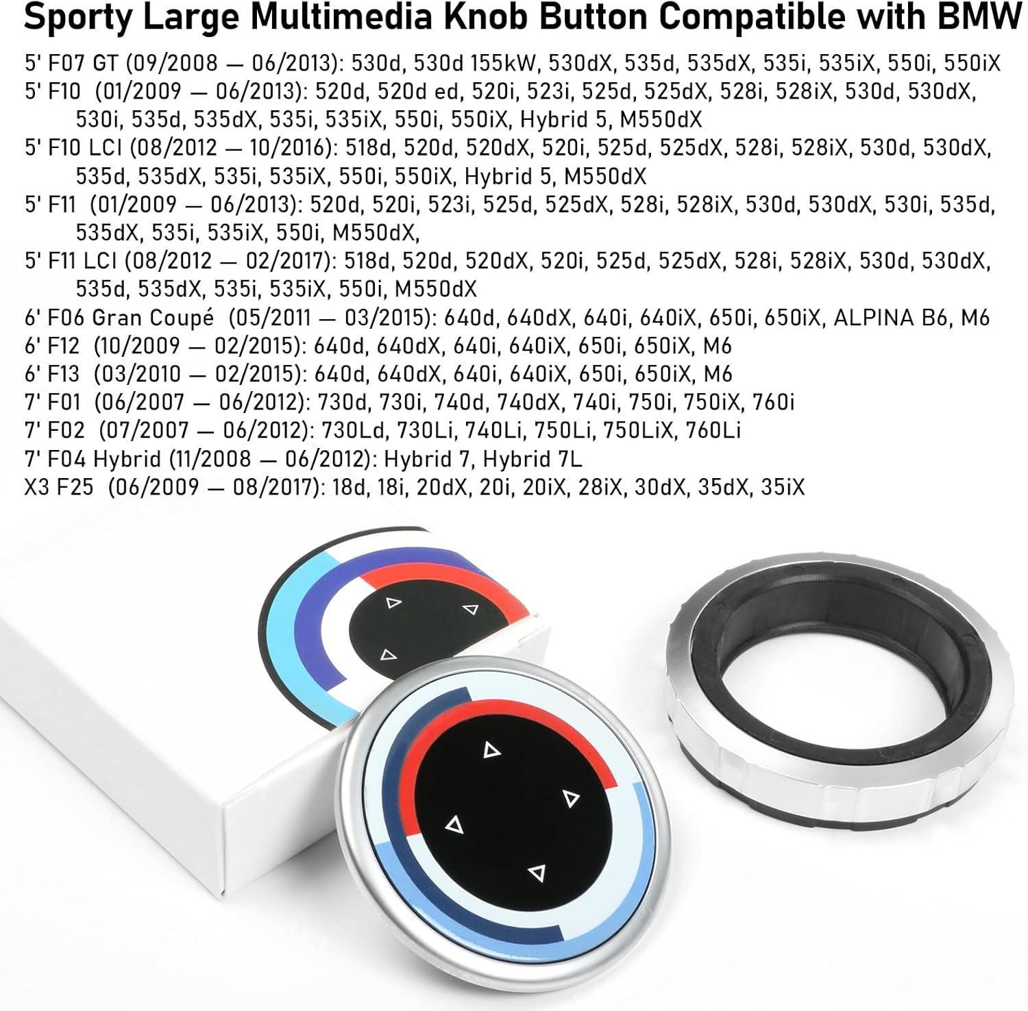 Multimedia iDrive Controller Knob Button Cover for BMW 5 Series F10 F11. 6 Series F12 F13. 7 Series F01 F02. X3 F25 – Premium Snap-On Replacement-autoydsstore