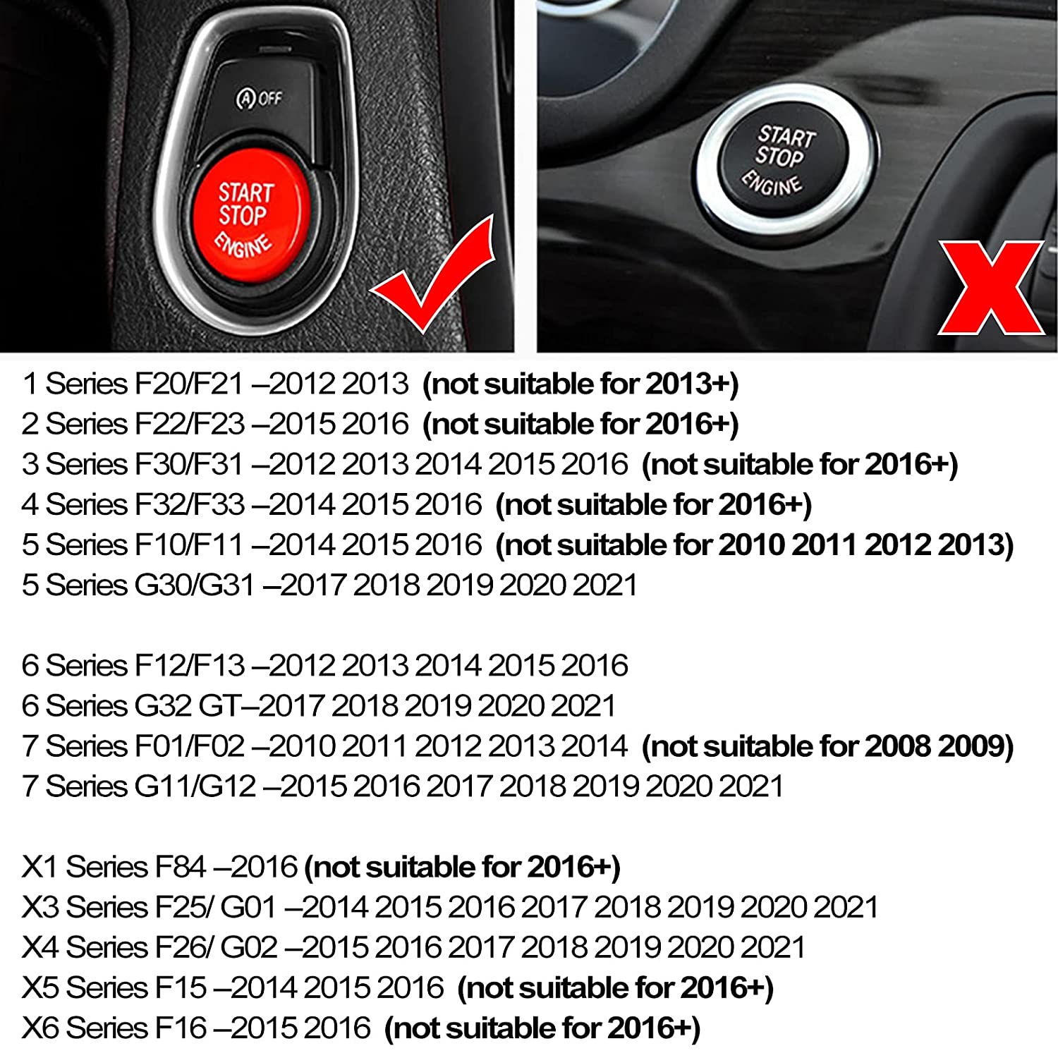 Upgraded For BMW Red Start Stop Button Covers | YDSSTORE
