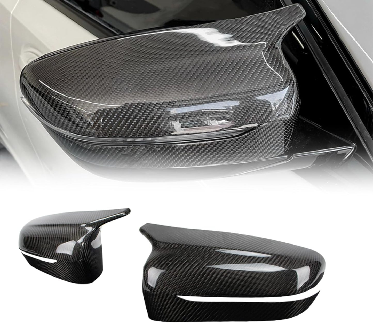 YDSSTORE  Dry Carbon Fiber  Mirror Cap Overlays for BMW 3 Series G20. 4 Series G22 G23 G26. 5 Series G30. 6 Series G32. 7 Series G11 G12. 8 Series G14 G15 G16 Mirror Caps (Add-On Style)-autoydsstore