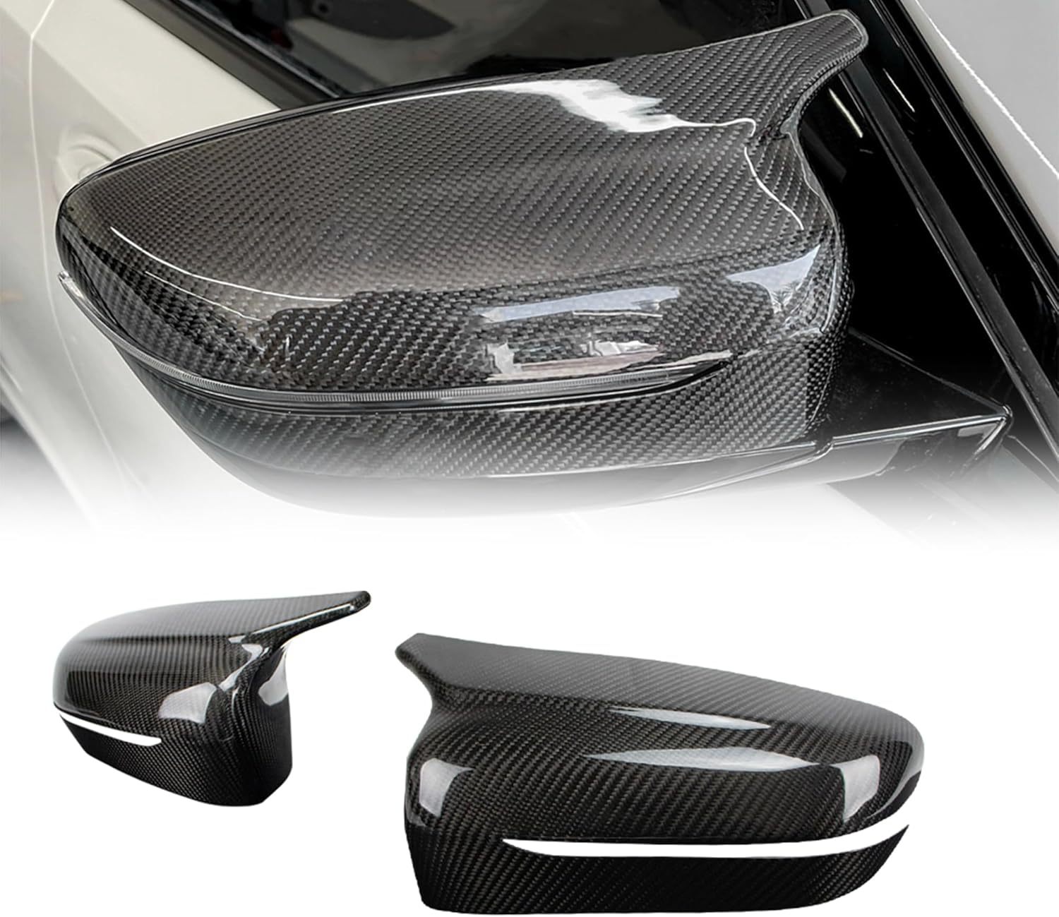 YDSSTORE  Dry Carbon Fiber  Mirror Cap Overlays for BMW 3 Series G20. 4 Series G22 G23 G26. 5 Series G30. 6 Series G32. 7 Series G11 G12. 8 Series G14 G15 G16 Mirror Caps (Add-On Style)-autoydsstore