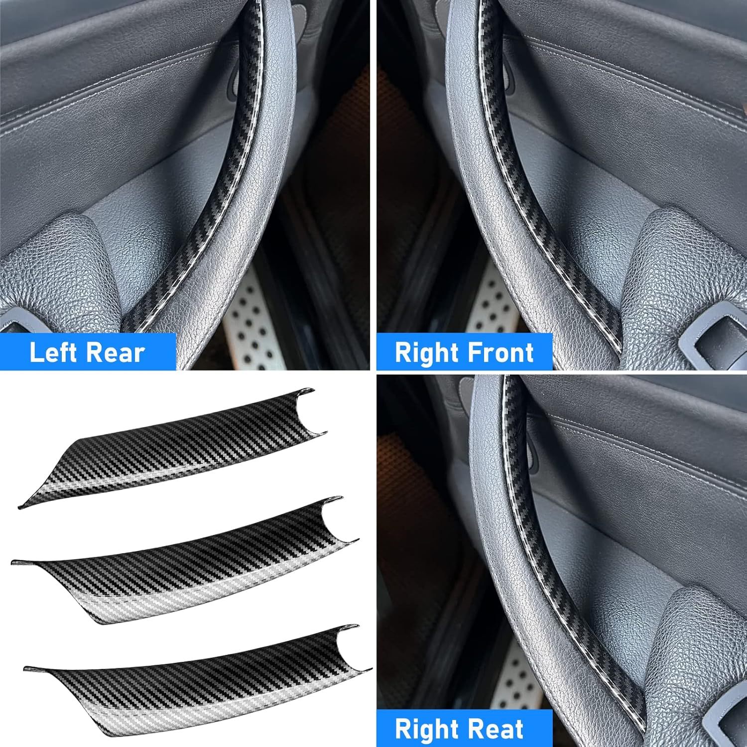For BMW X5 E70/X6 E71 Door Handle Covers – 3PCS Set for BMW X5 E70 (2008-2013) & X6 E71/E72 (2008-2014) Left and Right Side Interior Door Pull Handle Covers-autoydsstore