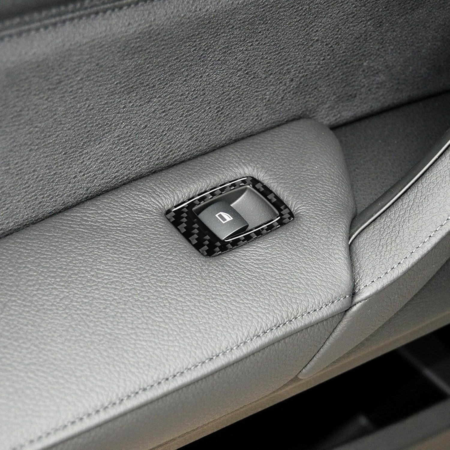 YDSSTORE Carbon Fiber Center Console Car Door Window Rising Control Button Panel Cover Trim Interior Accessories for BMW X5 X6 E70 E71 (2008-2013) – 4pc Black-autoydsstore