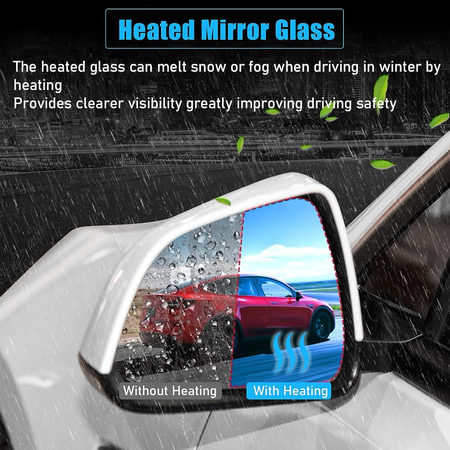 YDSSTORE Compatible with Tesla Model 3 Side Mirror Glass Replacement 2PCS. Heated Defogging Anti Glare Model 3 Rear View Mirror. Blue Mirror Glass Lens for Model 3 2017-2023 (Driver Side+Passenger Side)-autoydsstore
