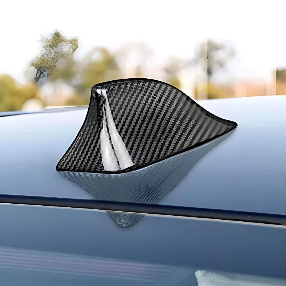 YDSSTORE Carbon Fiber Car Shark Fin Antenna Cover Auto Antenna Toppers Sticker for BMW F10 F18 F01 F02 F04 Exterior Accessories. Black-autoydsstore