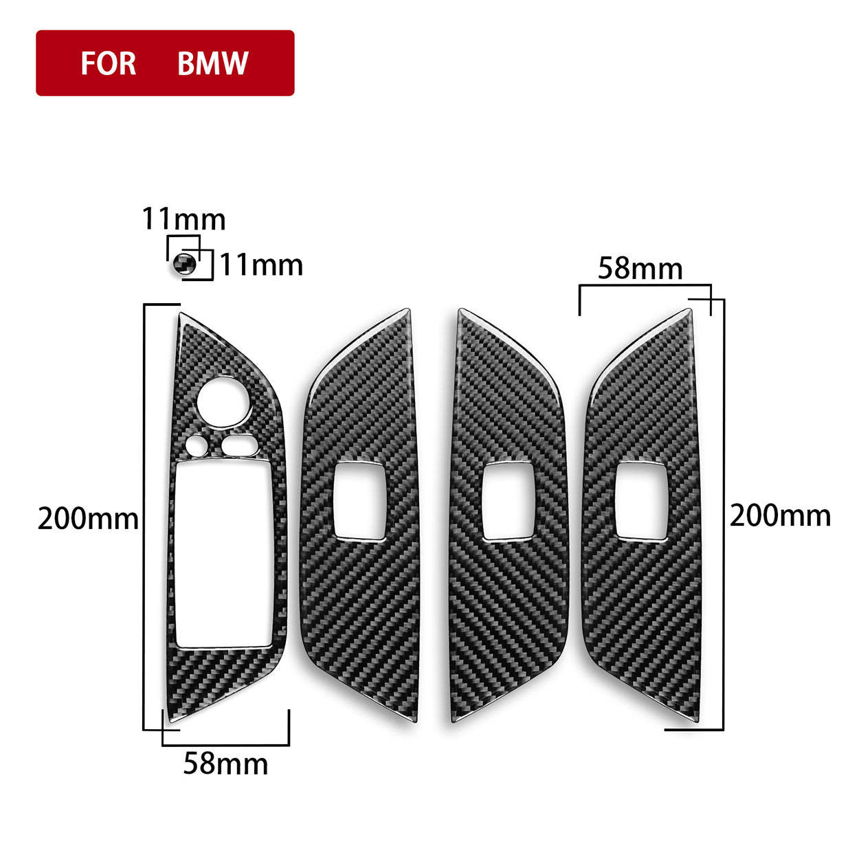 Carbon Fiber  Power Window Switch Panel Decoration – Window Lifting Control Button Trim Compatible with BMW X1 E84 2013-2015 (4pcs)-autoydsstore