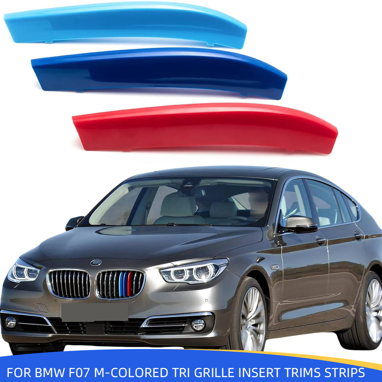 YDSSTORE M-Colored Grille Insert Trim Strips for BMW 5 Series GT F07 (2009-2017) | Compatible with 9-Beam Front Kidney Grilles | Easy Clip-on Installation-autoydsstore
