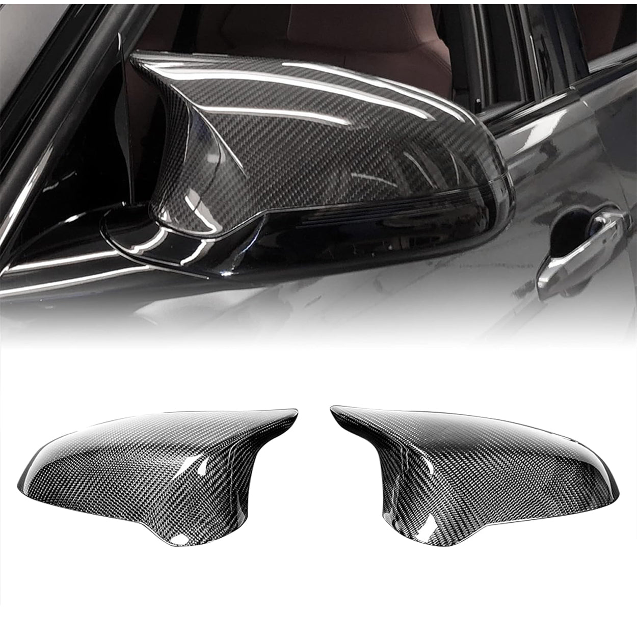 YDSSTORE Carbon Fiber  Side Mirror Covers for 2014-2020 BMW F80 M3 / F82 M4 / F83 M4 Mirror Caps (Replacement Style)-autoydsstore