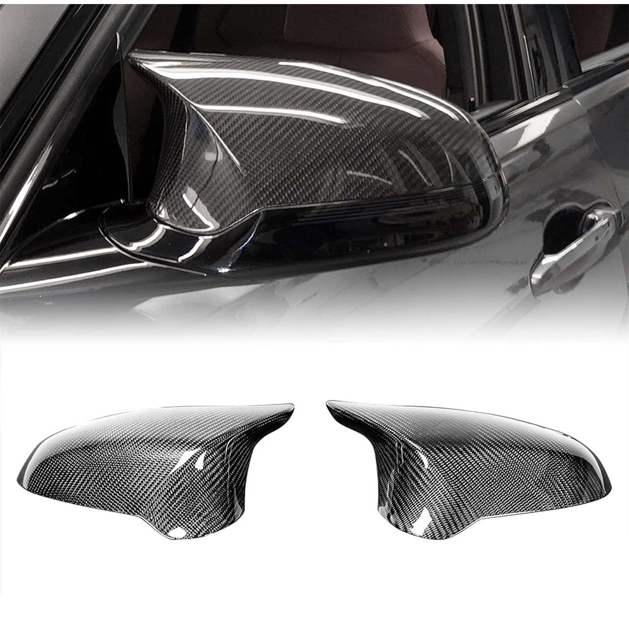 YDSSTORE Carbon Fiber  Side Mirror Covers for 2014-2020 BMW F80 M3 / F82 M4 / F83 M4 Mirror Caps (Replacement Style)-autoydsstore