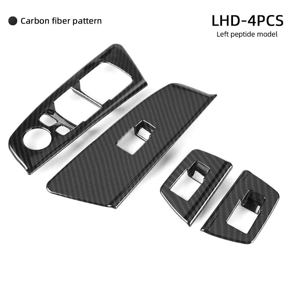 Window Lift Button Frame Trim 4pcs for BMW 5 Series G30 2017-2018 Carbon Fiber Look Window Switch Lift Button Frame Cover Trim-autoydsstore