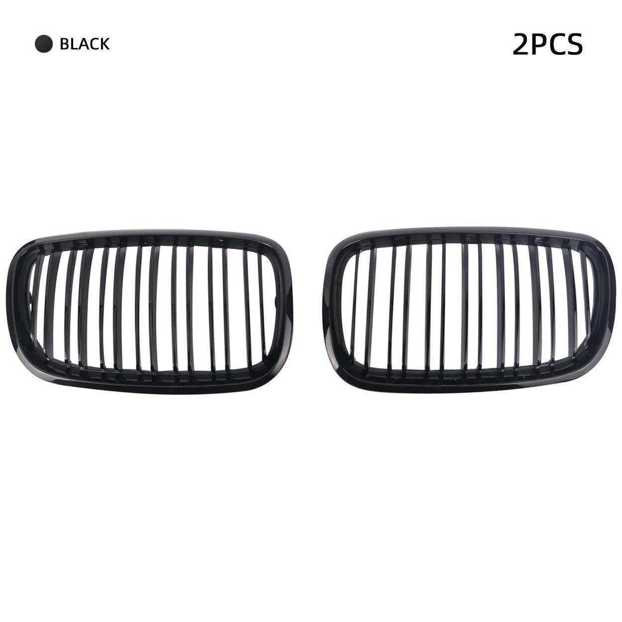 Front Bumper Kidney Grille Glossy Black for 2007-2014 BMW X5 E70 & X6 E71 (Dual Slat)