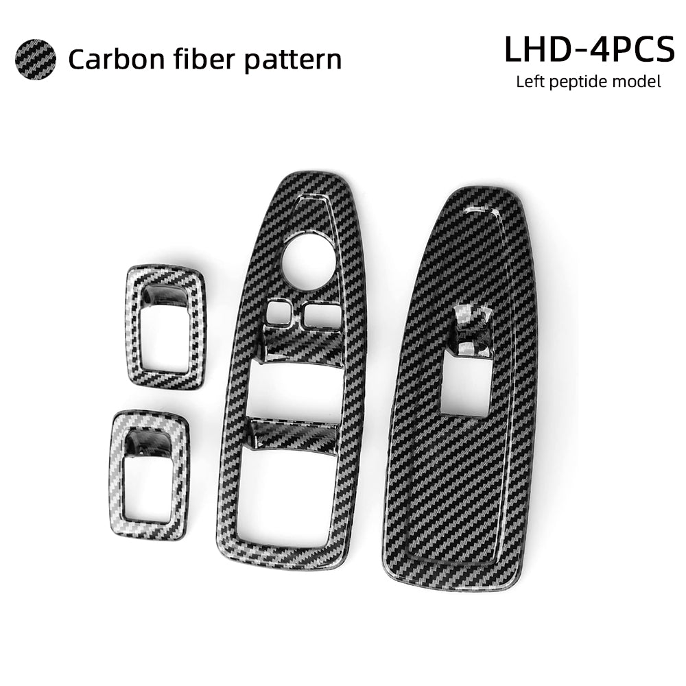 Car Window Lift Switch Cover Trim – Carbon Fiber ABS Sticker Decal for BMW 3 Series F30 F31 F34 3GT F32 F33 F36 Interior Accessories-autoydsstore