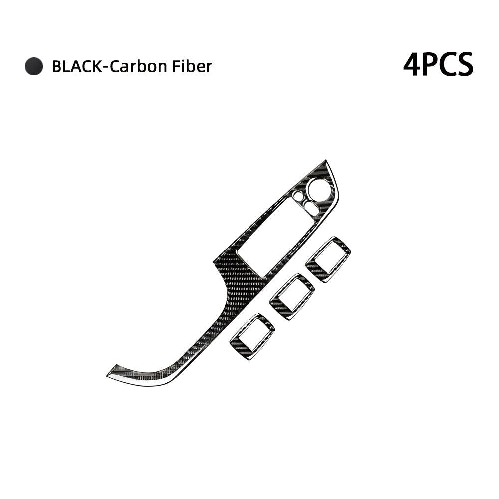YDSSTORE Real Premium Carbon Fiber Car Window Lift Switch Panel Cover Sticker Interior Trim Compatible with BMW E90 325i 328i 330i 335i 2006-2012 Accessories Black - 378mm with Folding Button 4PCS-autoydsstore