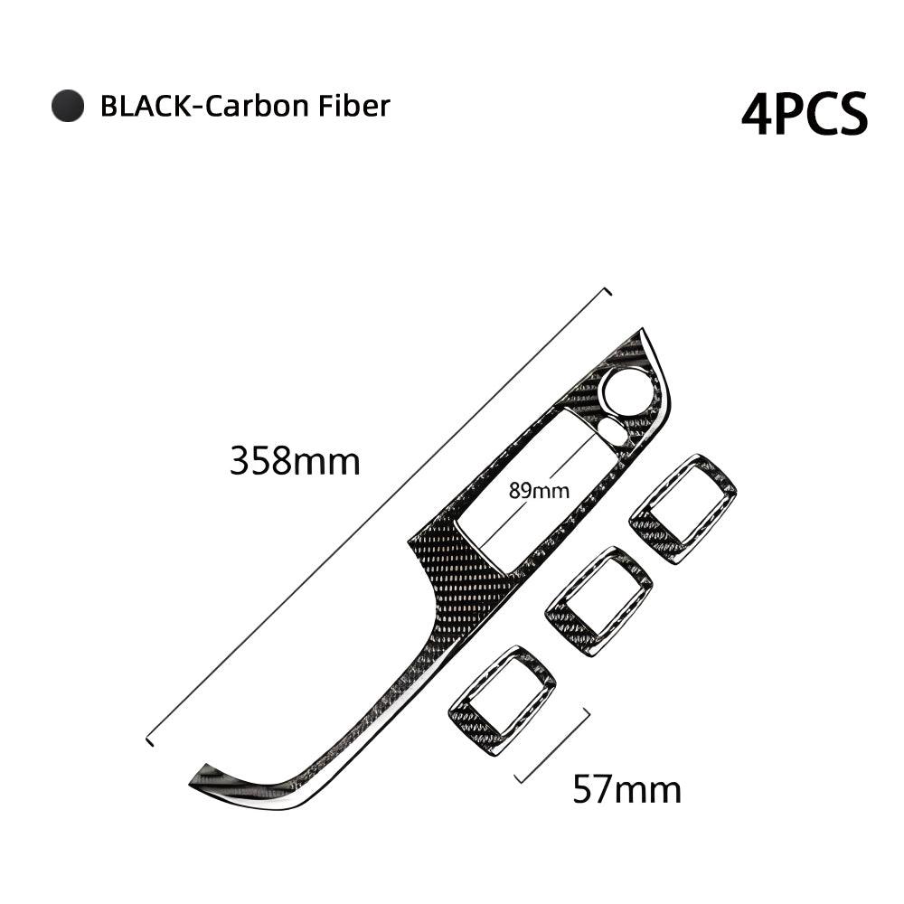 YDSSTORE Real Premium Carbon Fiber Car Window Lift Switch Panel Cover Interior Trim Compatible with BMW 3 Series E90 325i 328i 330i 335i 2006-2012 Accessories Black - 358mm Without Folding Button 4PCS-autoydsstore