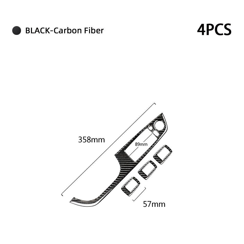 YDSSTORE Real Premium Carbon Fiber Car Window Lift Switch Panel Cover Sticker Interior Trim Compatible with BMW 3 Series E90 325i 330i 2006-2012 Accessories Black - 358mm with Folding Button 4PCS-autoydsstore