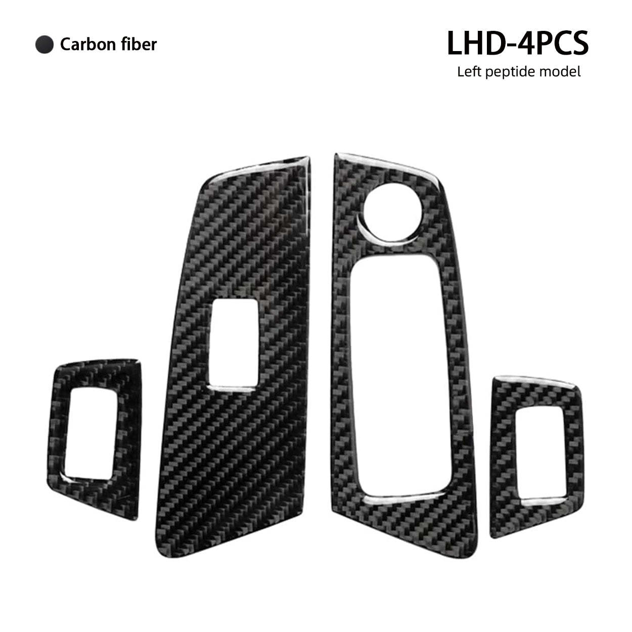 YDSSTORE Real Quality Soft Carbon Fiber Door Glass Lifting Control Panel Window Power Switch 4pcs Cover Interior Premium Sticker Accessories Compatible with BMW 5 Series G30 G38 530i 540i 2017-2023 Black-autoydsstore