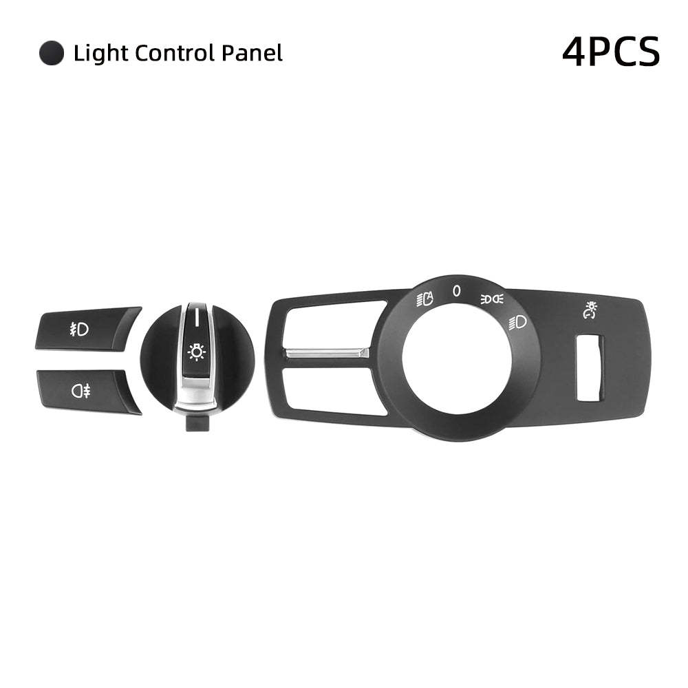 YDSSTORE  Compatible with BMW Headlight Switch Button Panel Cover for 5 Series F10 6 Series F12 7 Series F01 X3 F25 X4 F26 4PCS Light Control Knob Frame Foglight Button Kit-autoydsstore