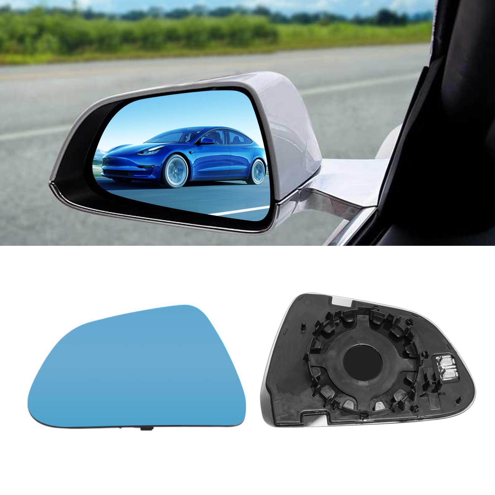 Tesla Model 3 Side Mirror Glass Replacement 2017-2023.LH & RH. 1 Pair | YDSSTORE