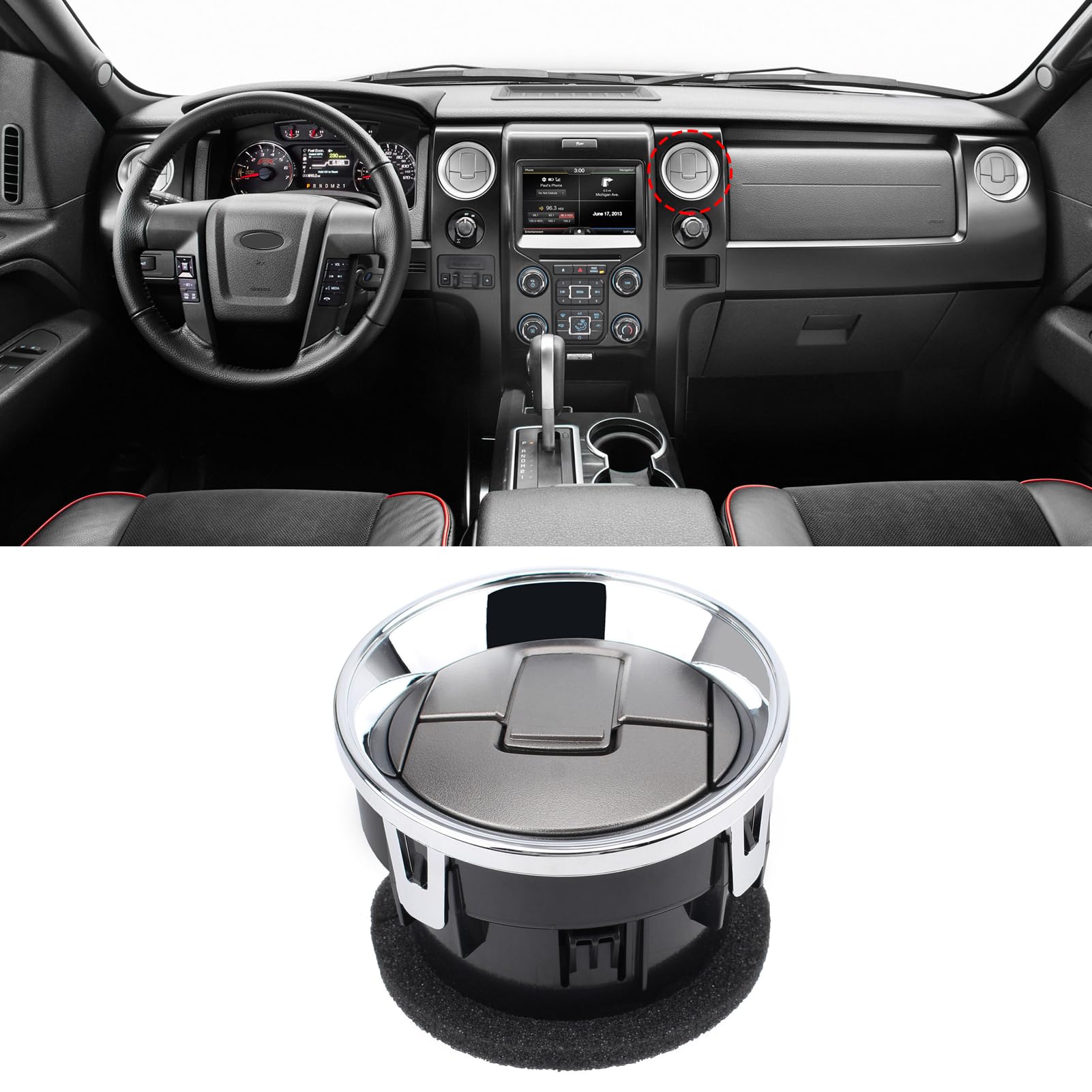2009-2014 Ford F150 Dash Air Vent. Chrome & Medium Grey.1PC | YDSSTORE
