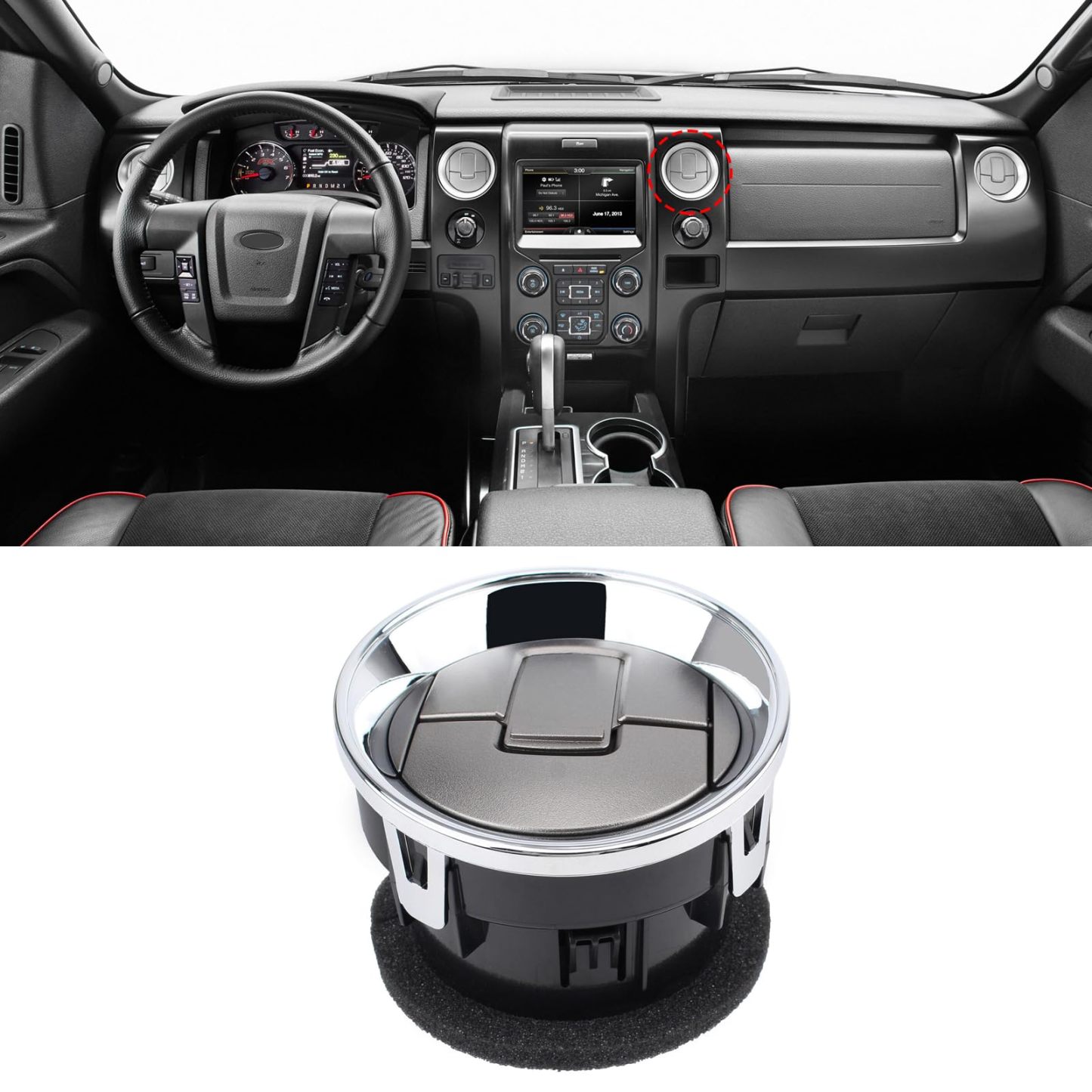 2009-2014 Ford F150 Dash Air Vent. Chrome & Medium Grey.1PC | YDSSTORE