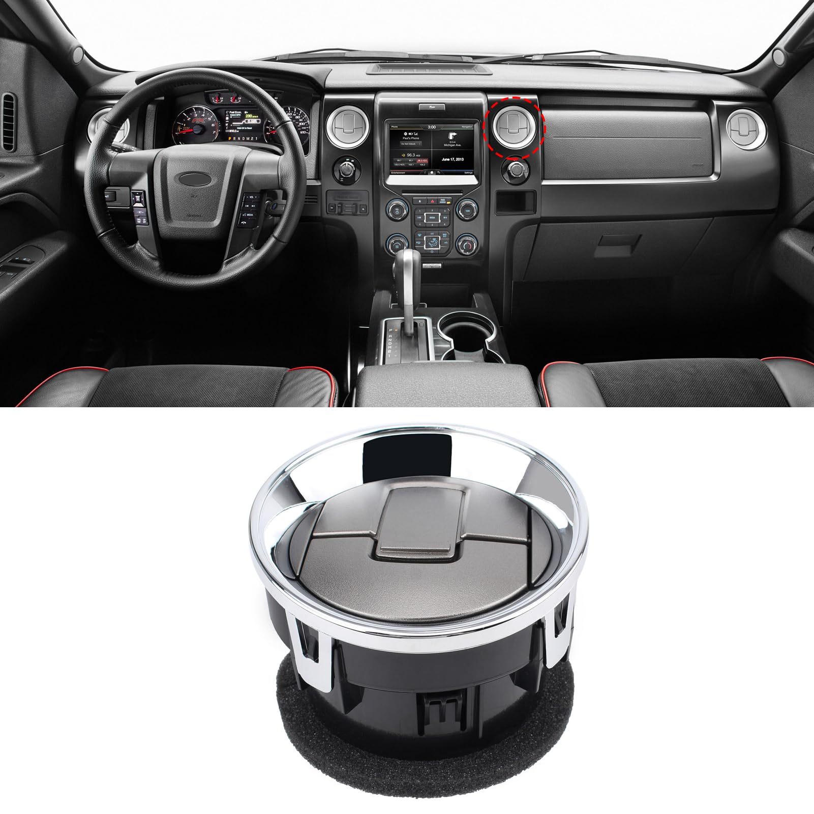 2009-2014 Ford F150 Dash Air Vent. Chrome & Medium Grey.1PC | YDSSTORE
