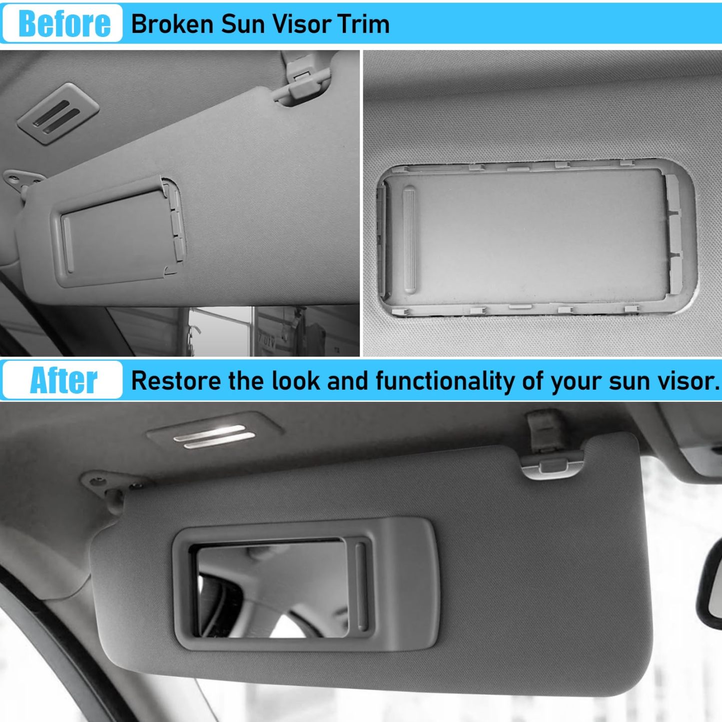 BMW 3 Series/X1 Sun Visor Replacement (E90/E91/E84) | Left Driver Side with Mirror | Grey | YDSSTORE