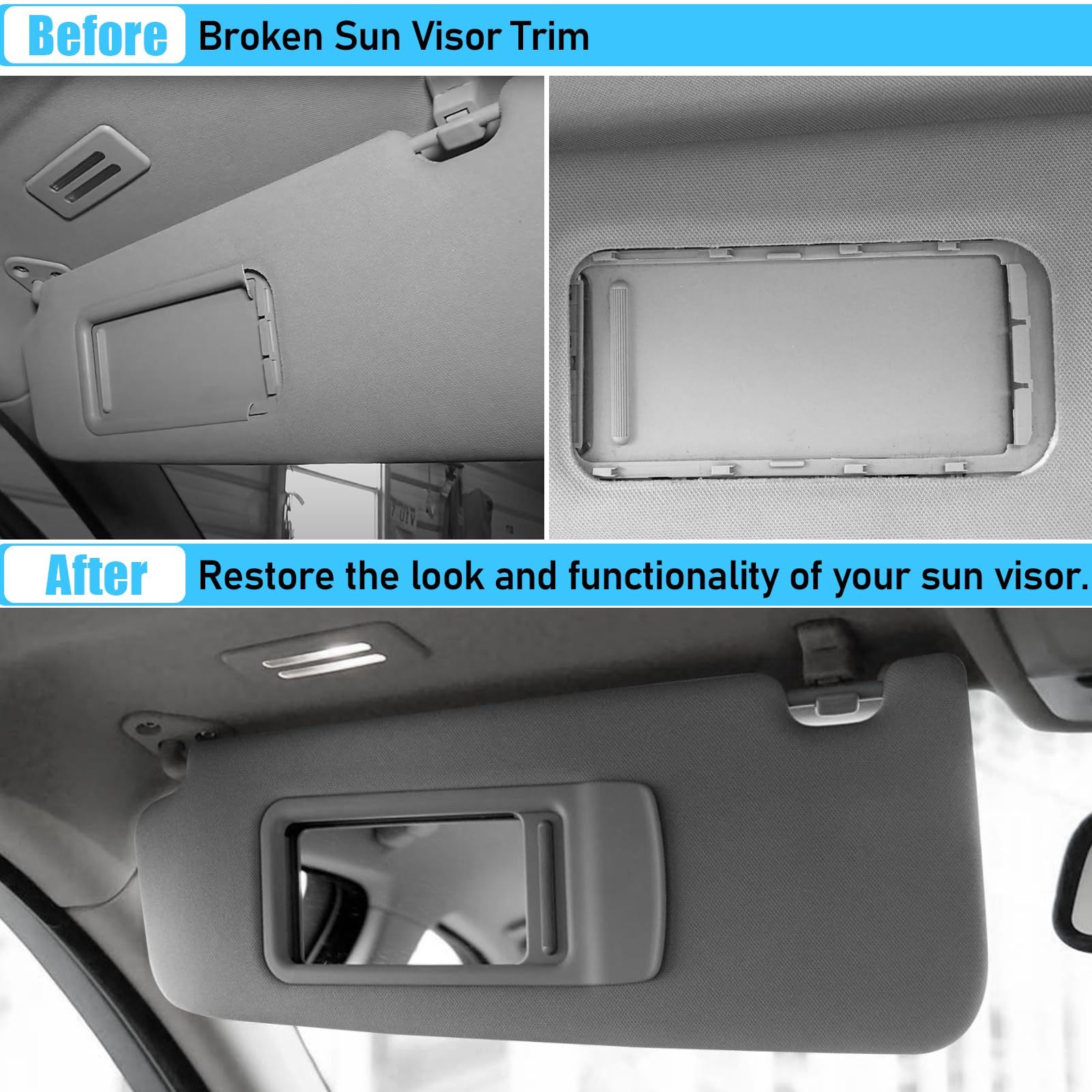 BMW 3 Series/X1 Sun Visor Replacement (E90/E91/E84) | Left Driver Side with Mirror | Grey | YDSSTORE