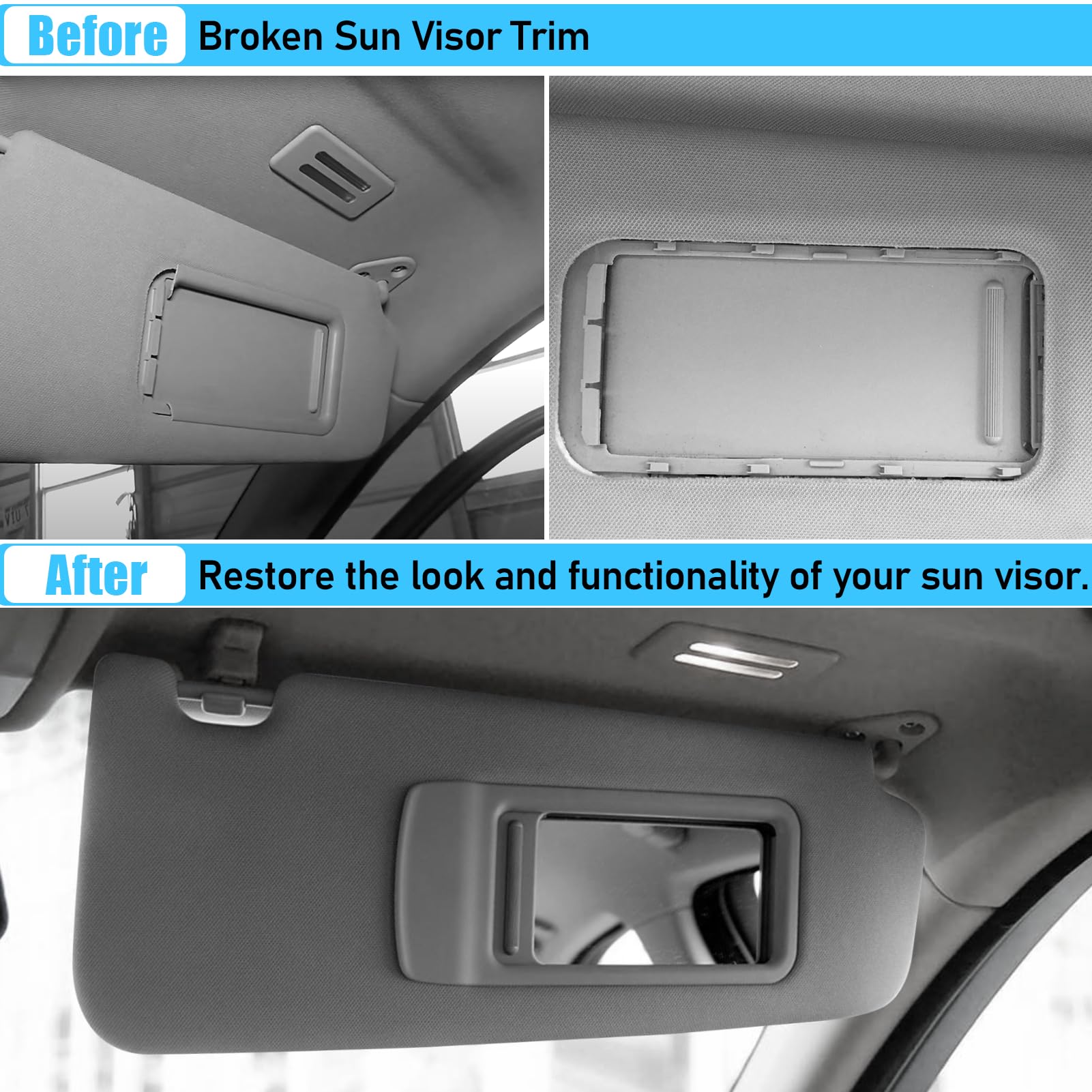 BMW 3 Series/X1 Right Passenger Side Sun Visor with Mirror (E90/E91/E84) | Grey | YDSSTORE