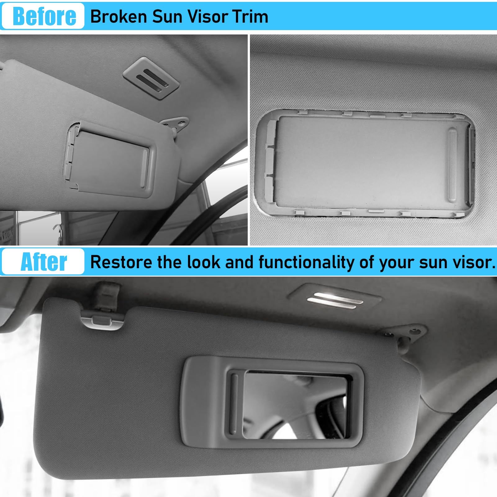 BMW 3 Series/X1 Right Passenger Side Sun Visor with Mirror (E90/E91/E84) | Grey | YDSSTORE