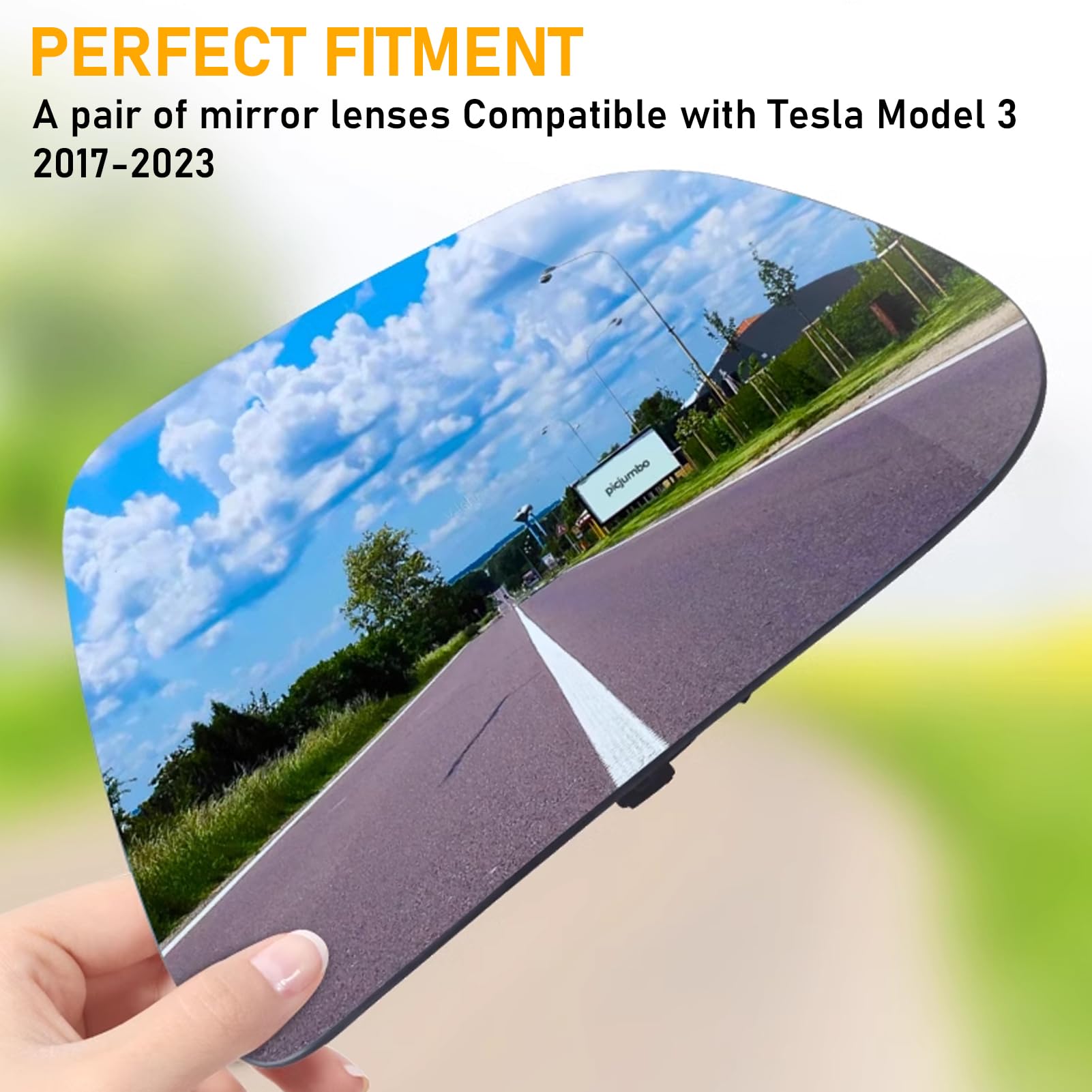 Tesla Model 3 Side Mirror Glass Replacement 2017-2023.LH & RH. 1 Pair | YDSSTORE