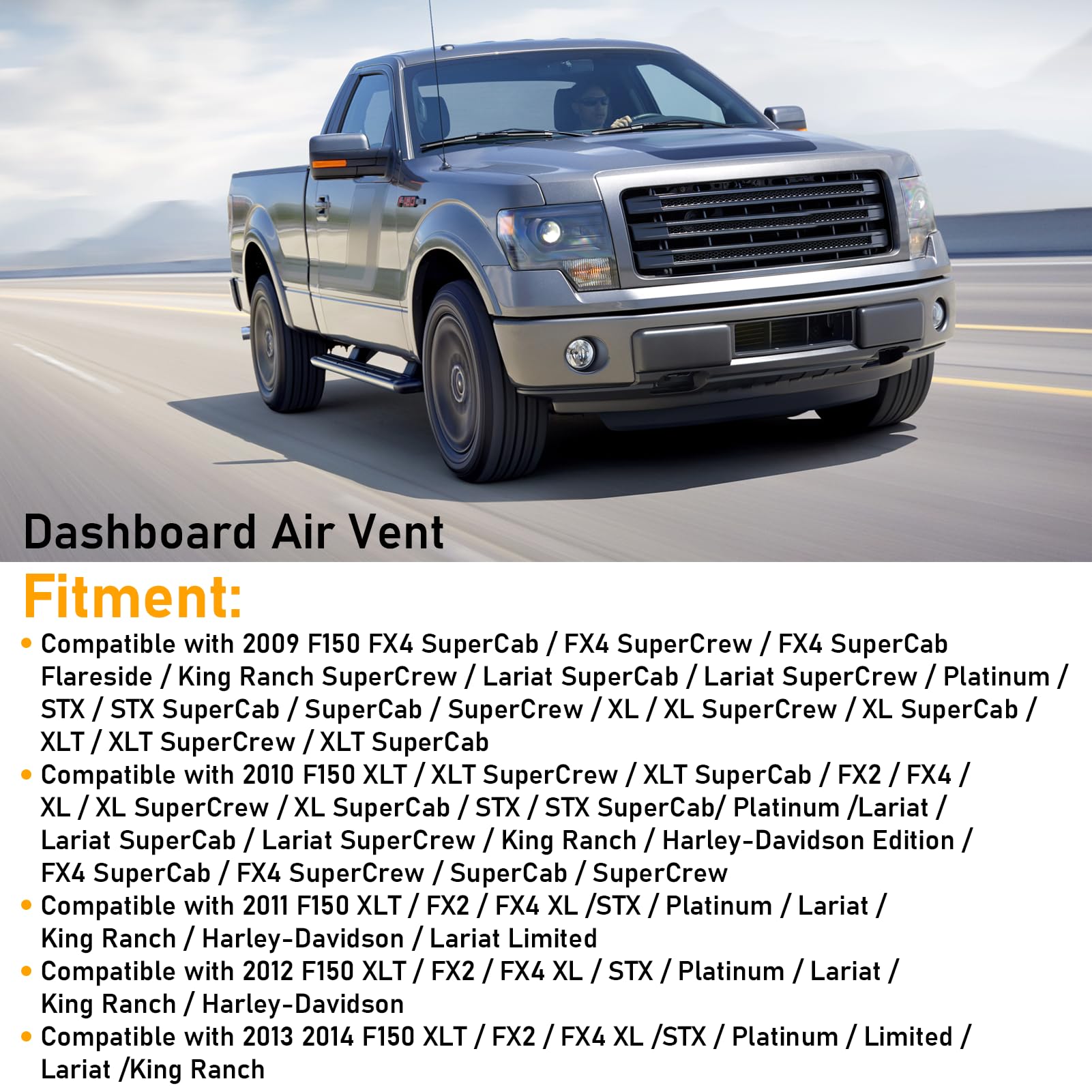 2009-2014 Ford F150 Dash Air Vents. Chrome & Medium Grey. 4PCS| YDSSTORE