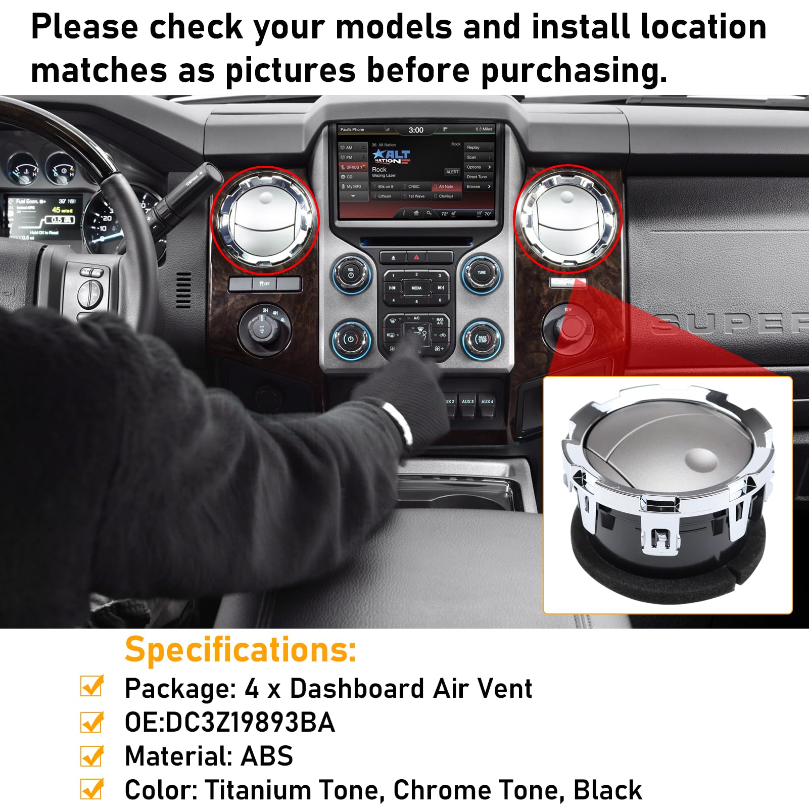 2011-2016 Ford F250-F550 Super Duty Dash Air Vent.4 PCS | YDSSTORE