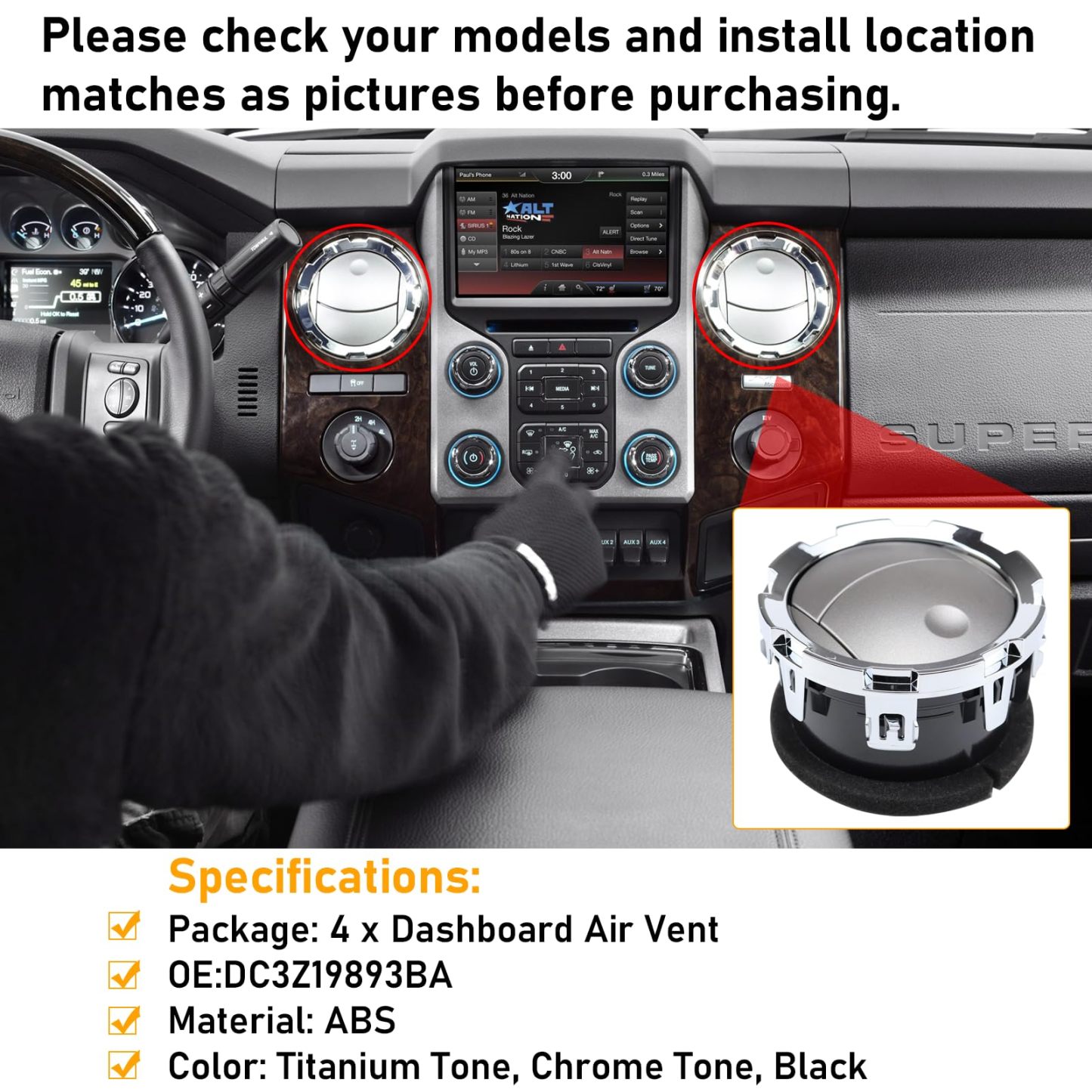 2011-2016 Ford F250-F550 Super Duty Dash Air Vent.4 PCS | YDSSTORE