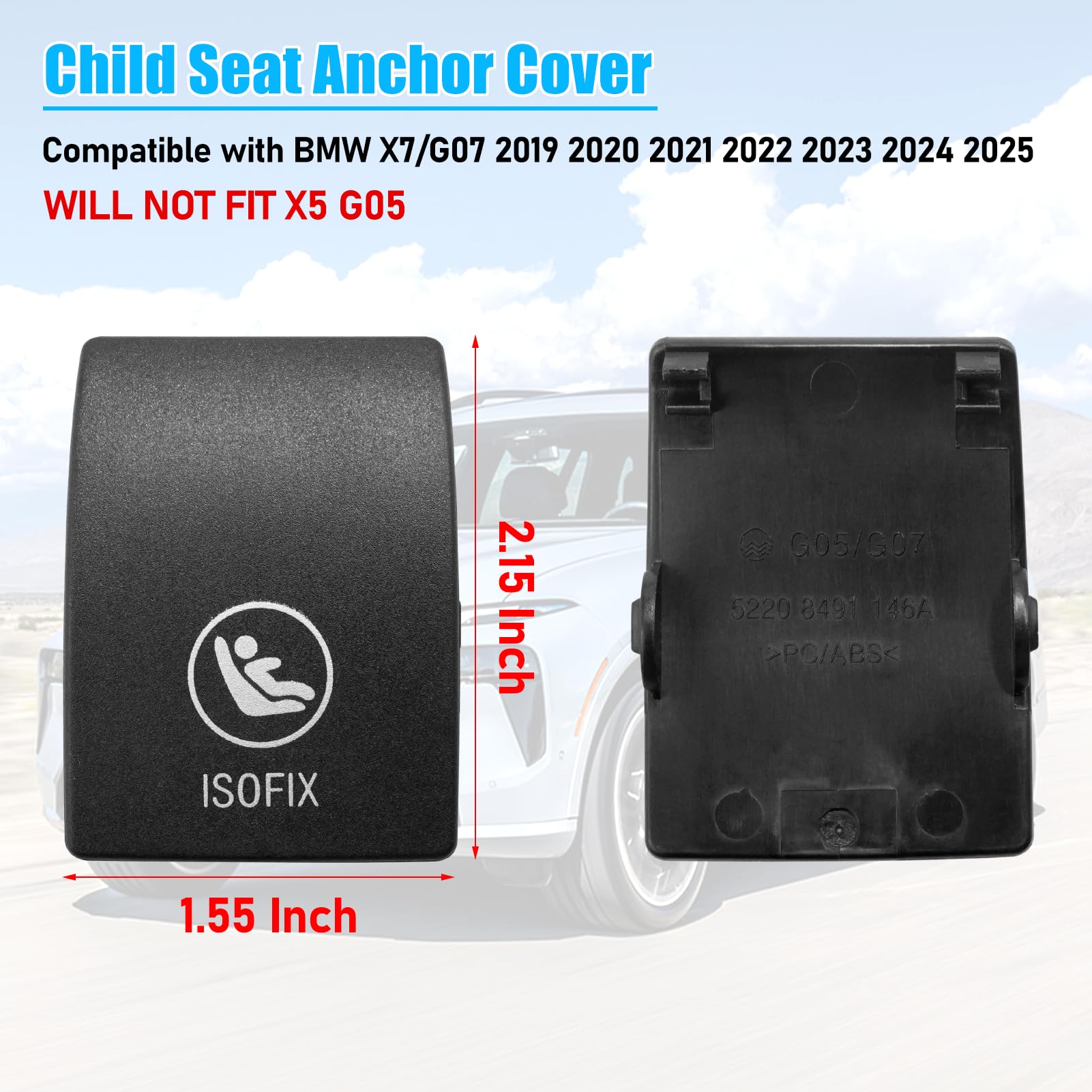 BMW X7 G07 Child Seat Anchor Cover 2019-2025 | ISOFIX Rear Seat Latch Anchor Cover | YDSSTORE