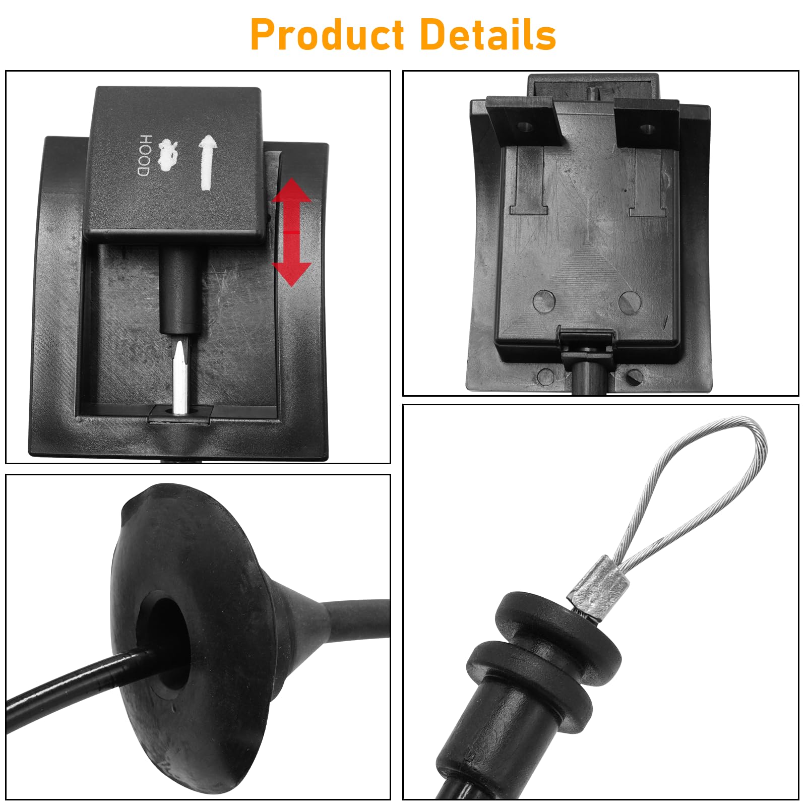 Ford F150/F250/F350 (1987-1997) Hood Release Cable & Handle. Black | YDSSTORE