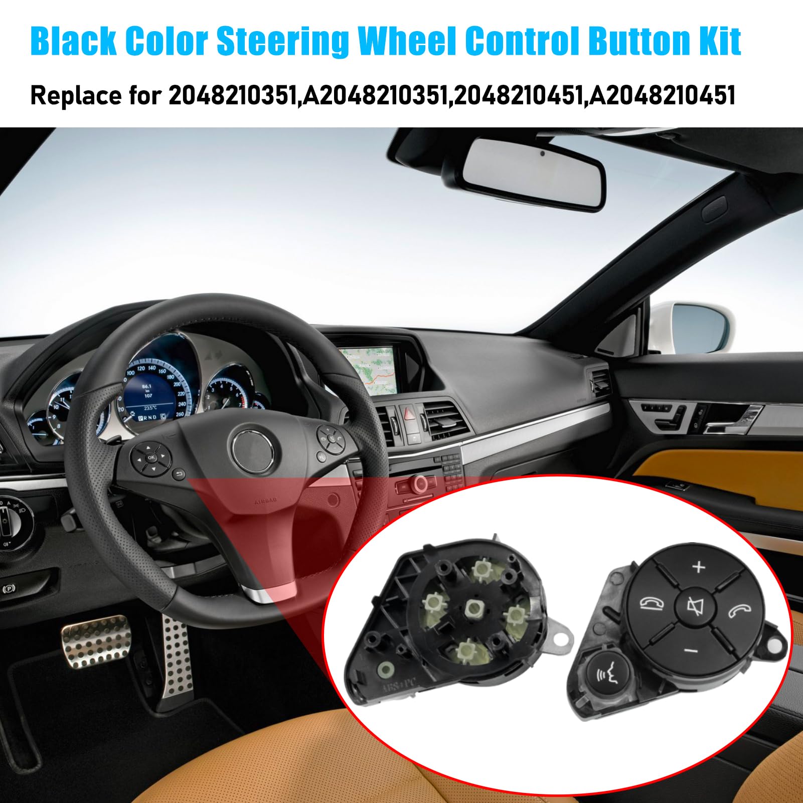 Mercedes Benz Steering Wheel Button Cover for C Class W204 (2007-2010).Black | YDSSTORE