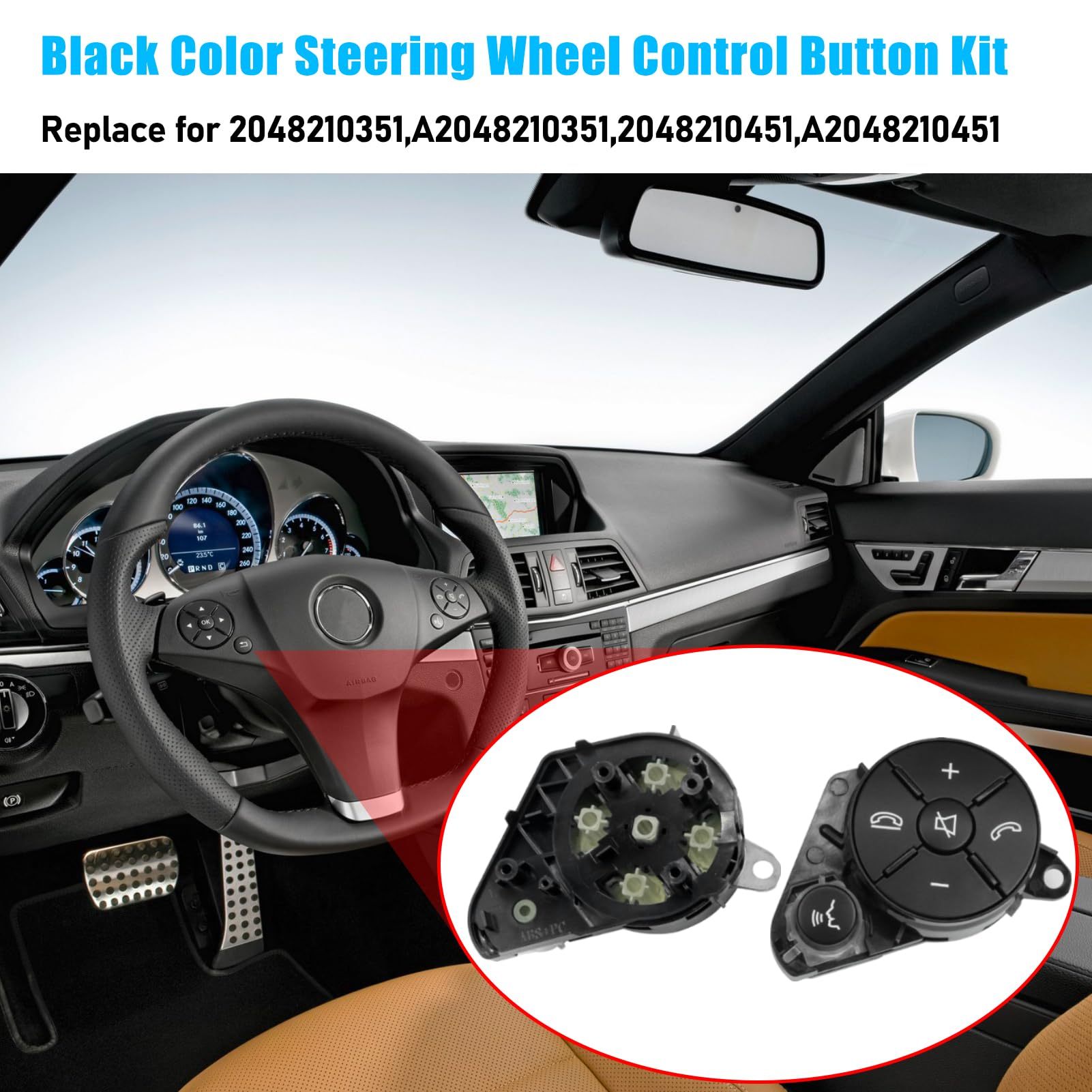 Mercedes Benz Steering Wheel Button Cover for C Class W204 (2007-2010).Black | YDSSTORE