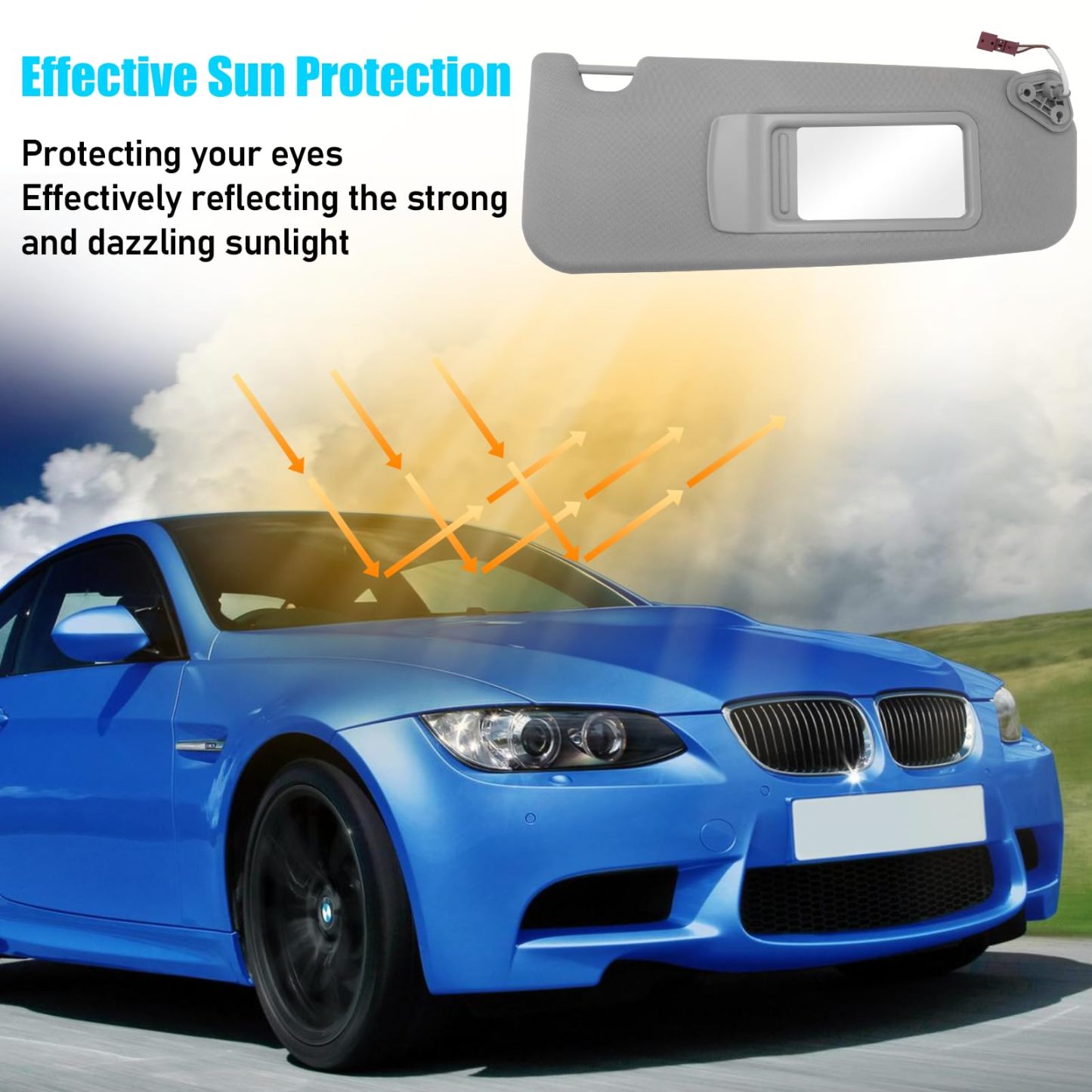 BMW 3 Series/X1 Right Passenger Side Sun Visor with Mirror (E90/E91/E84) | Grey | YDSSTORE