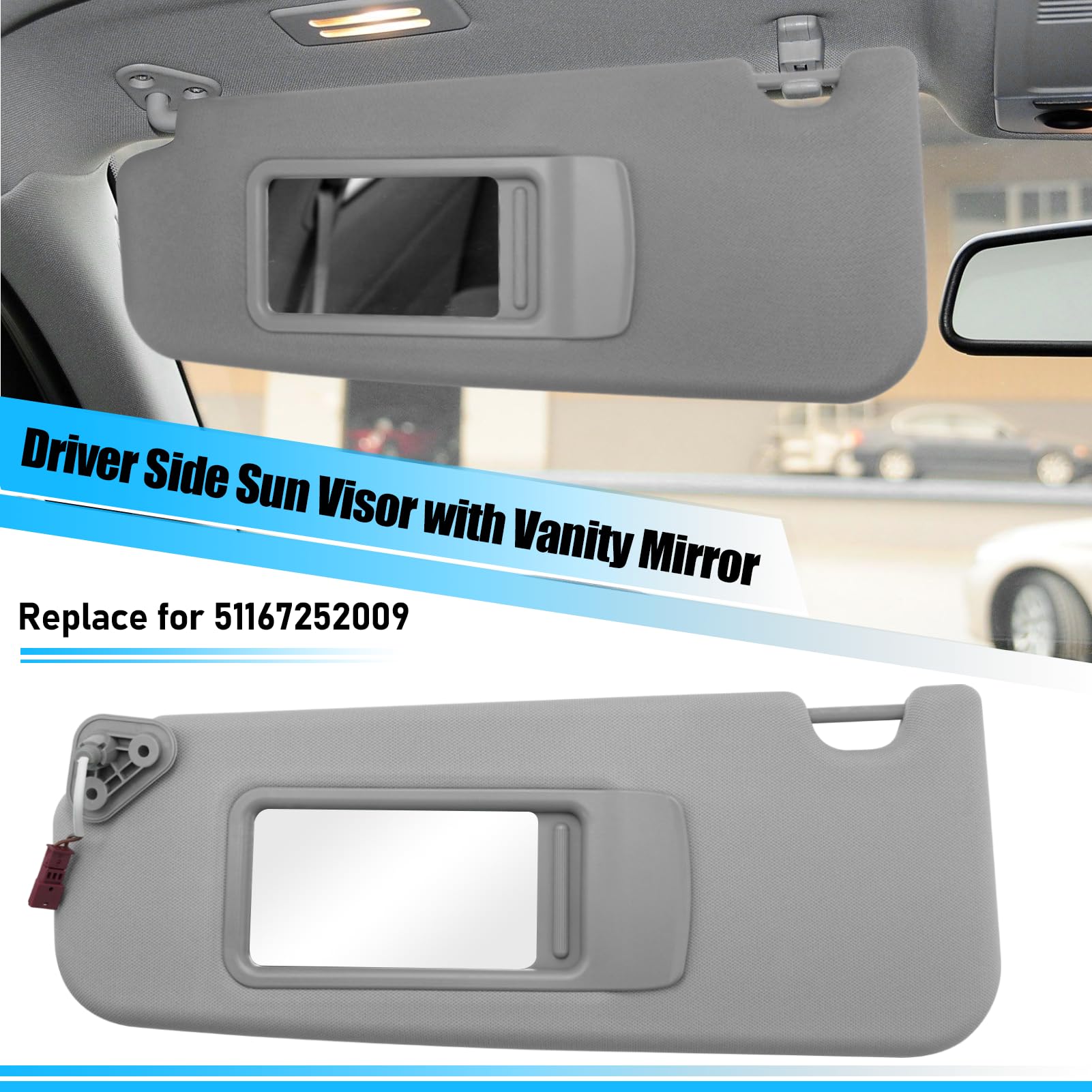 BMW 3 Series/X1 Sun Visor Replacement (E90/E91/E84) | Left Driver Side with Mirror | Grey | YDSSTORE